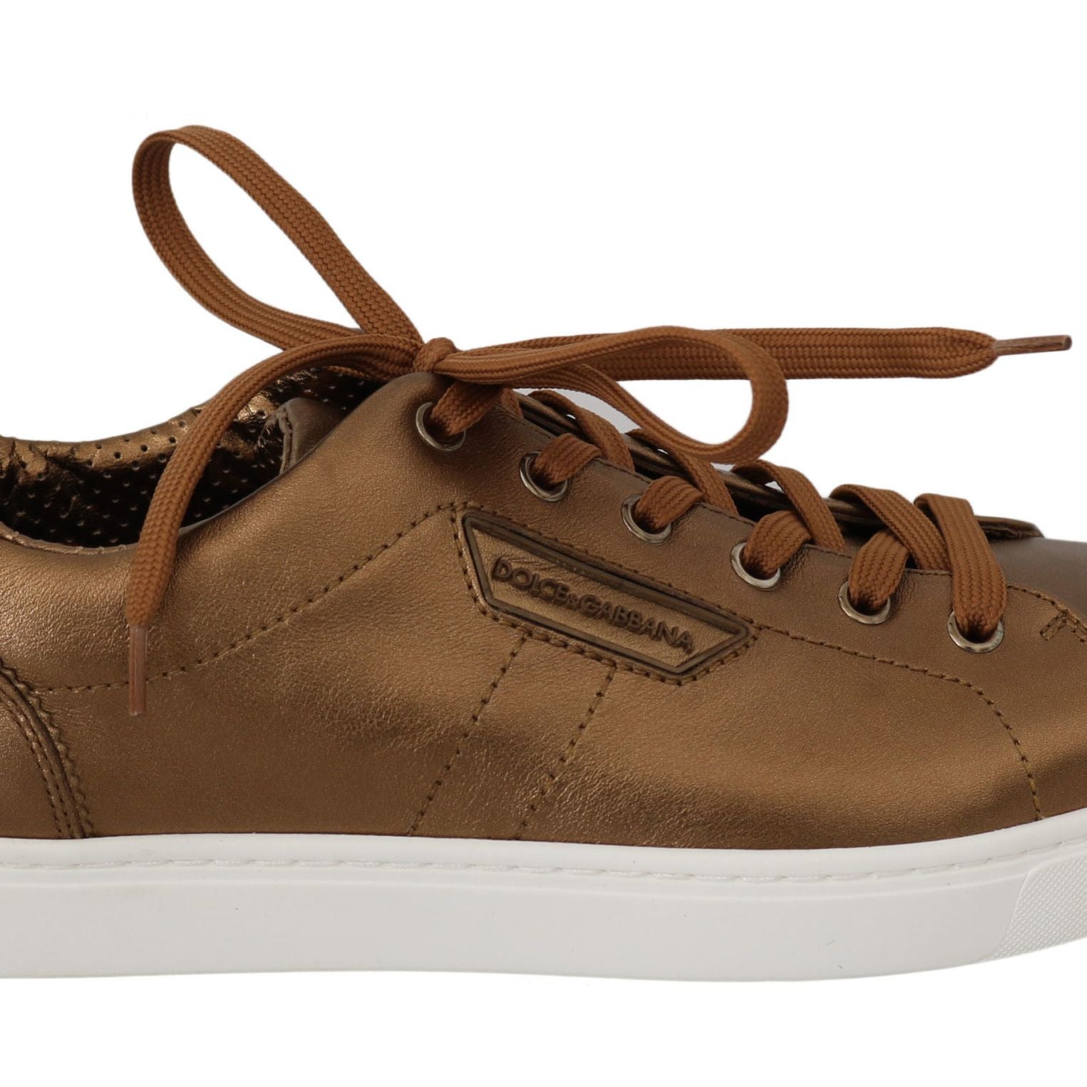 Dolce & Gabbana Gold Leather Mens Casual Sneakers