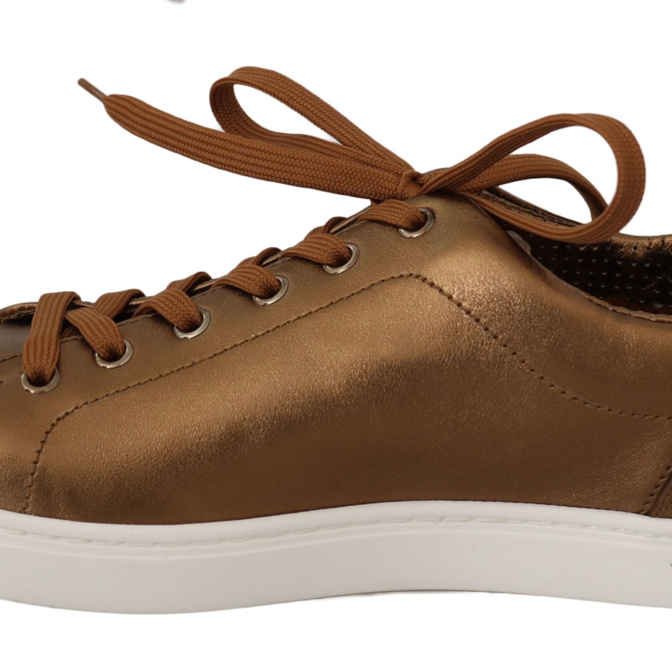 Dolce & Gabbana Gold Leather Mens Casual Sneakers