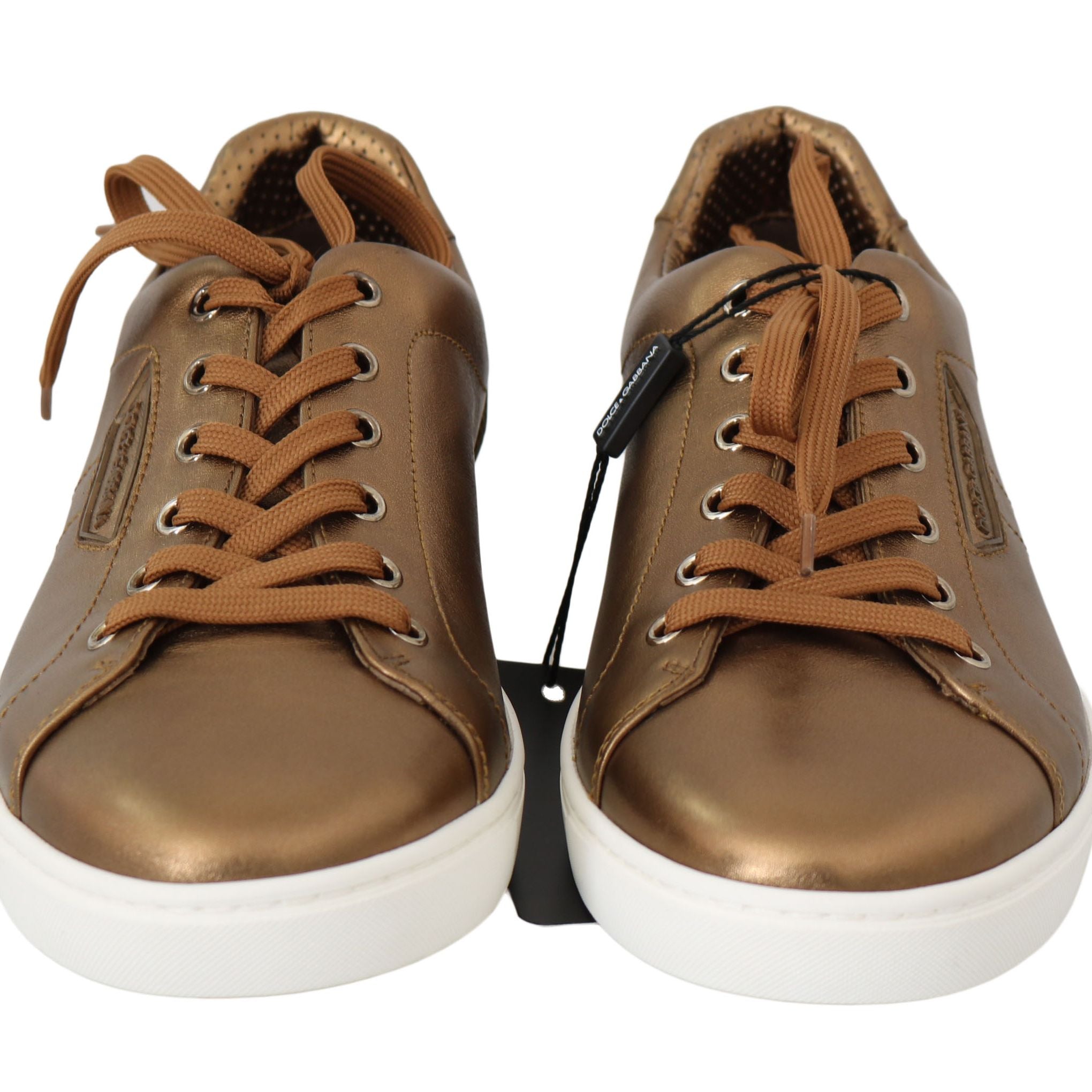 Dolce & Gabbana Gold Leather Mens Casual Sneakers