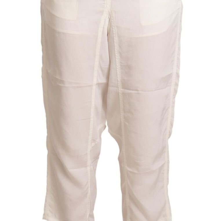 Maison Margiela White High Waist Cropped Women Trouser Pants
