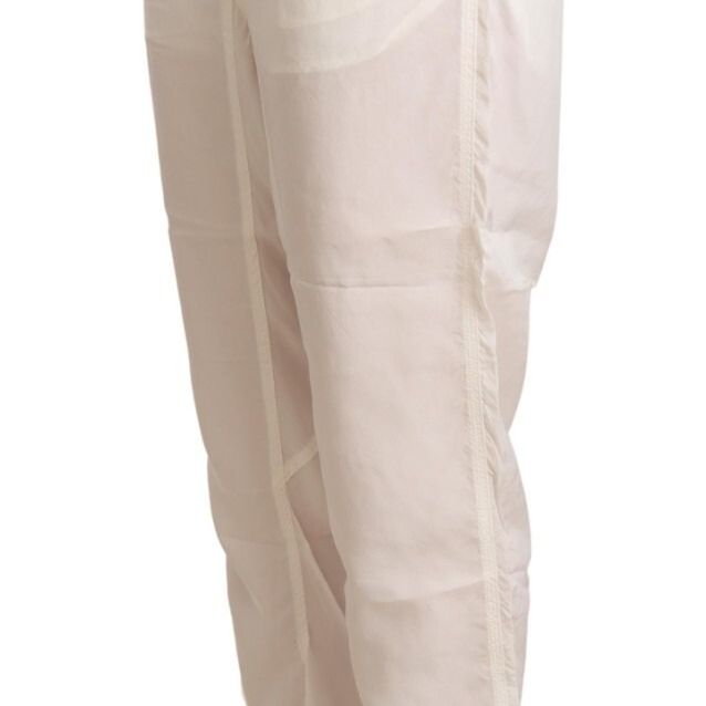 Maison Margiela White High Waist Cropped Women Trouser Pants