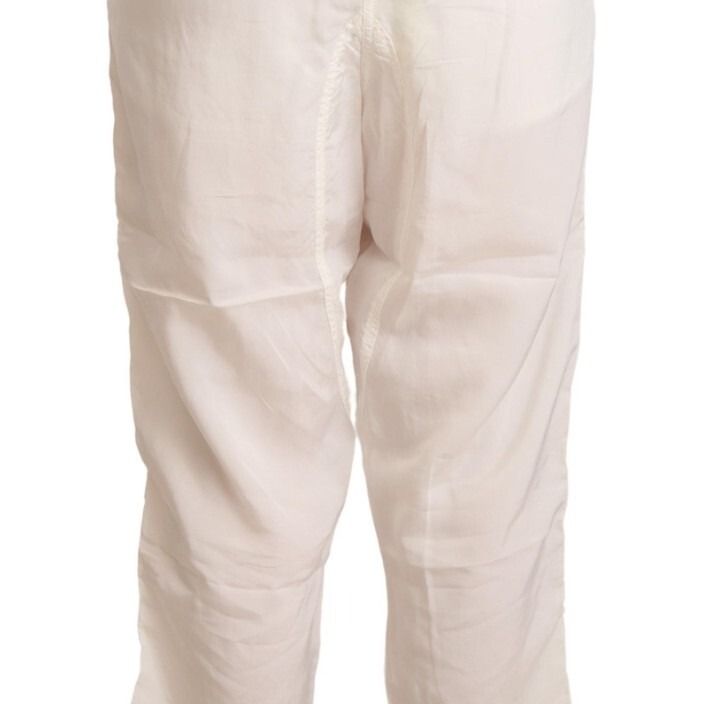 Maison Margiela White High Waist Cropped Women Trouser Pants
