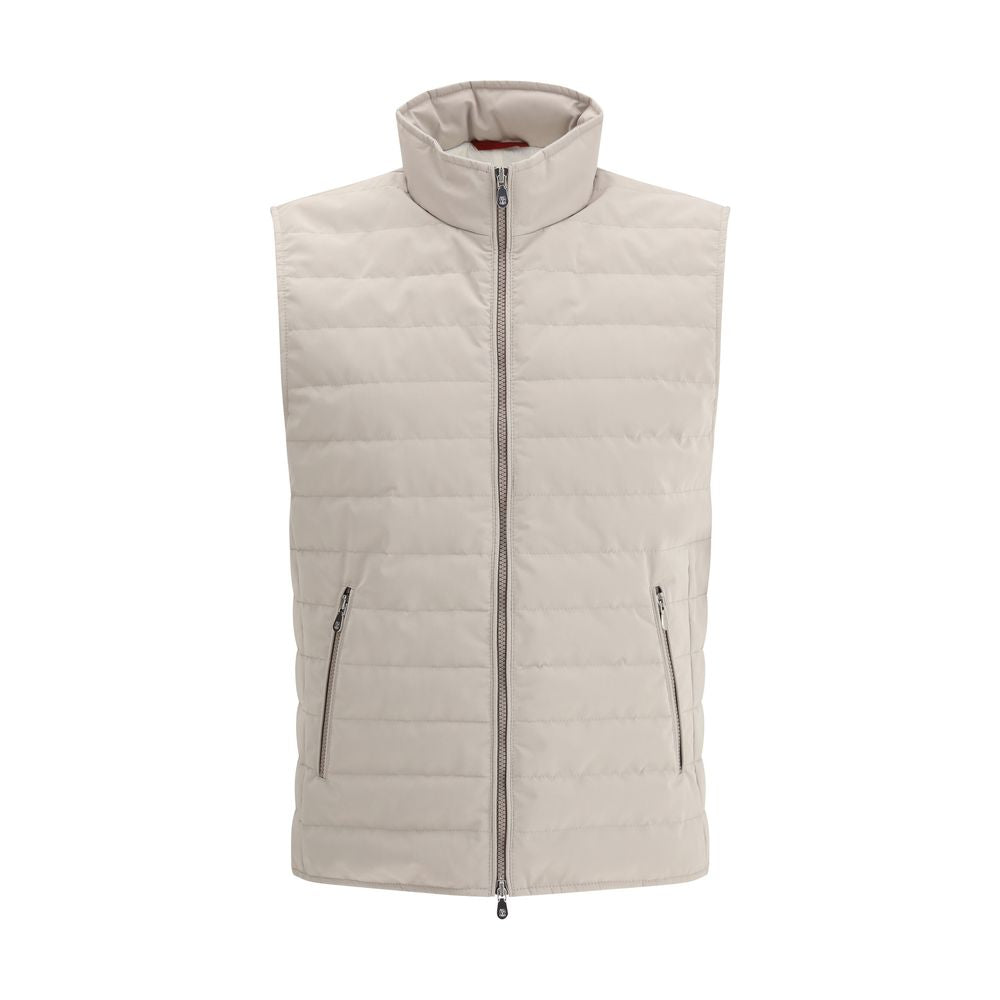 Brunello Cucinelli Beige Polyester Sleveless Jacket