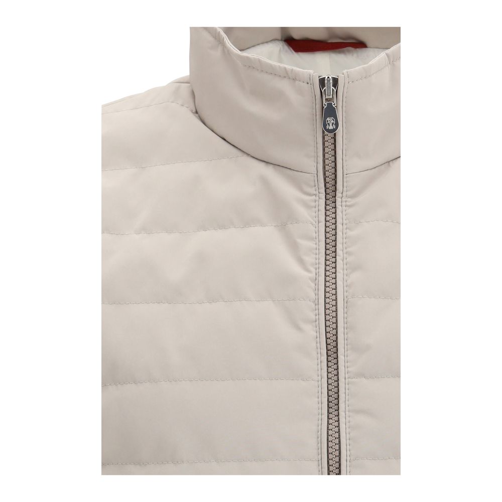 Brunello Cucinelli Beige Polyester Sleveless Jacket