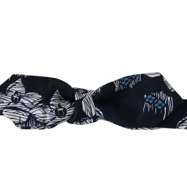 Dolce & Gabbana Navy Blue Floral Slim Adjustable Neck Papillon Men Bow Tie