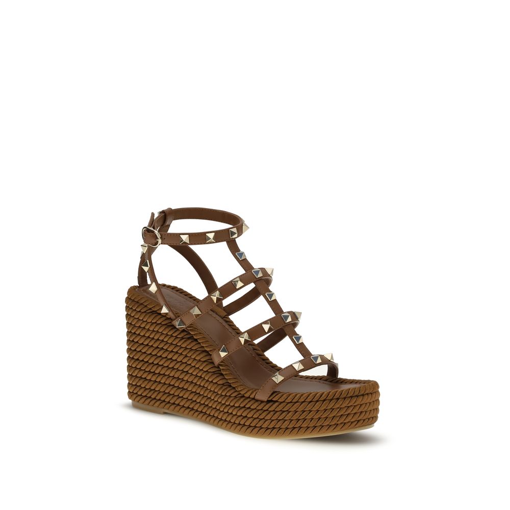 Valentino Garavani Brown Calf Leather Bos Taurus Espadrilles