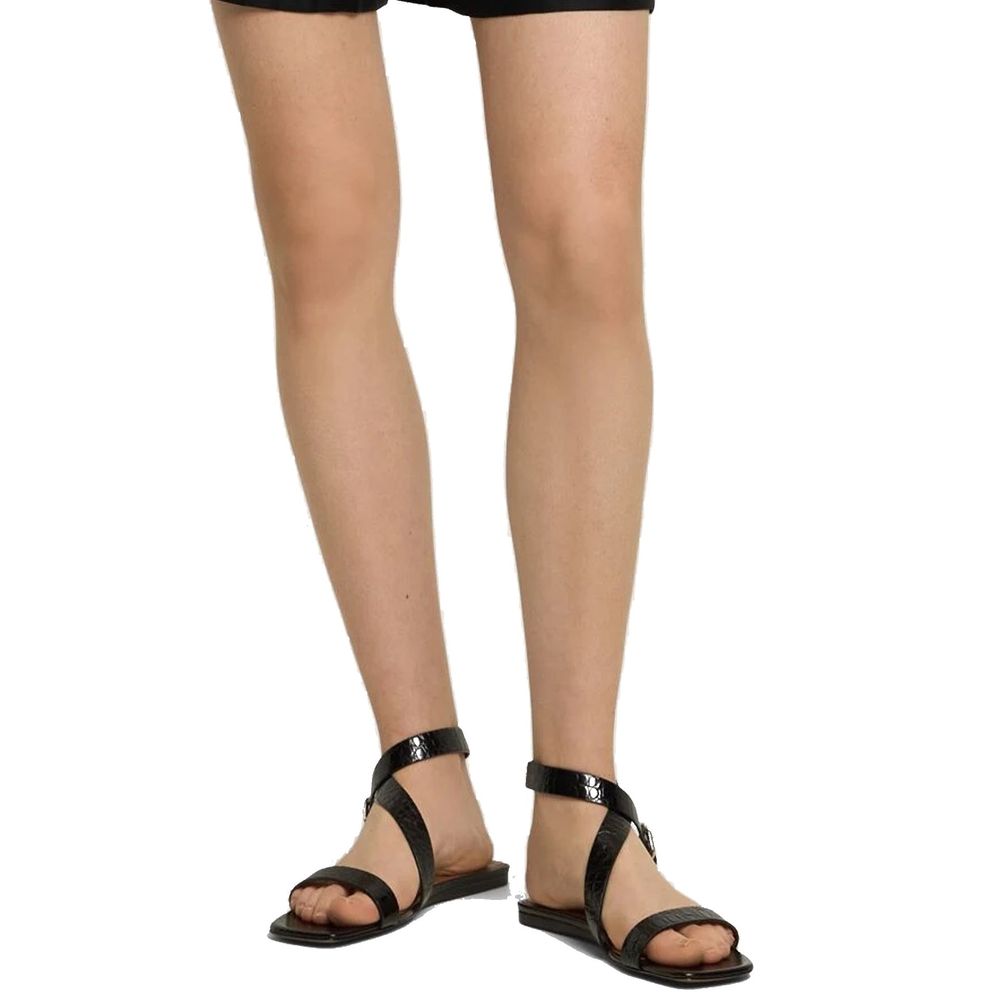 Paris Texas Black Calfskin Strap-On Sandals
