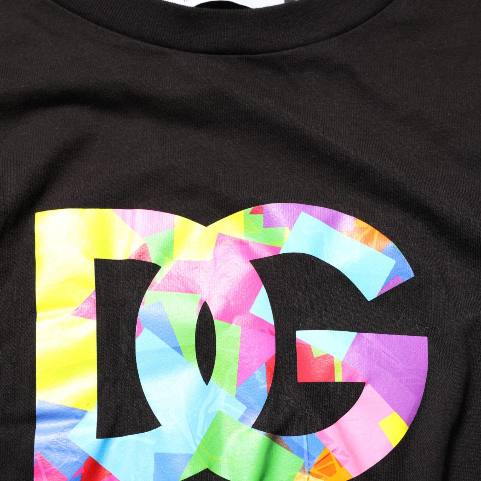 Dolce & Gabbana Black Logo Print Cotton Crew Neck T-shirt