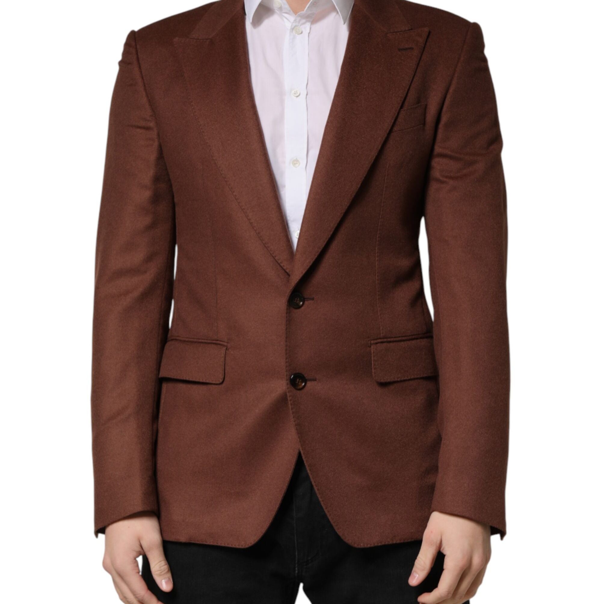 Dolce & Gabbana Brown Cashmere Single Breasted Jacket Blazer