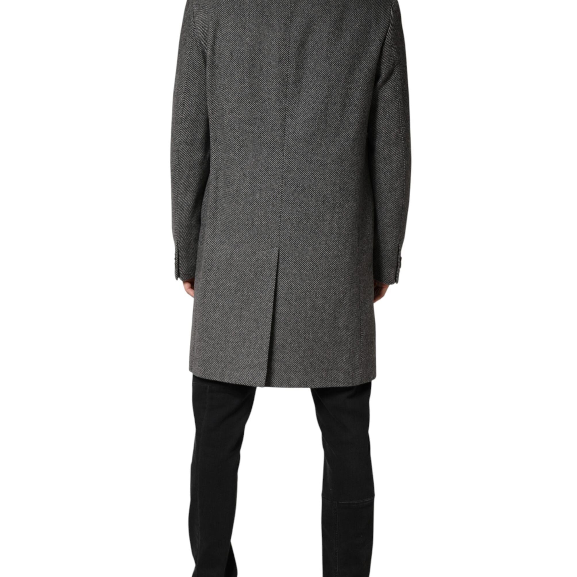 Dolce & Gabbana Gray Single Breasted Men Trench Coat Jacket