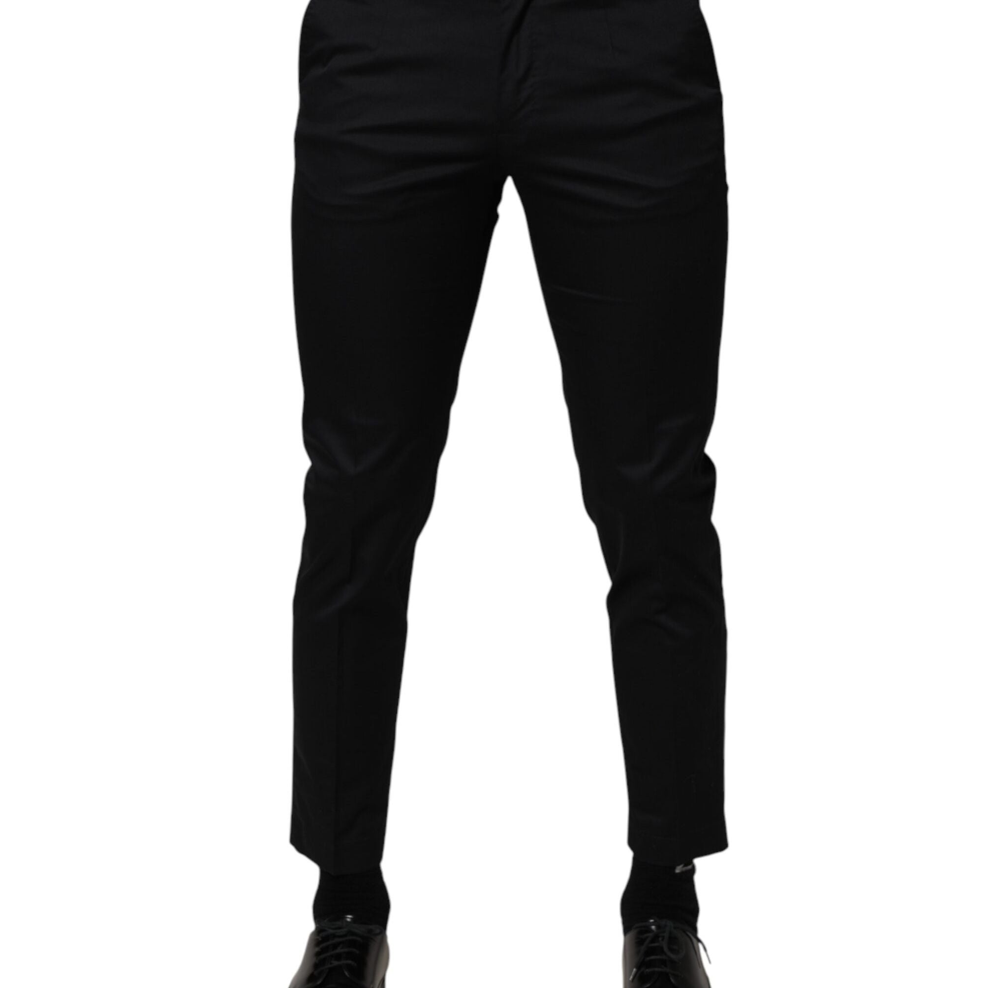 Dolce & Gabbana Dark Blue Cotton Skinny Dress Trouser Pants