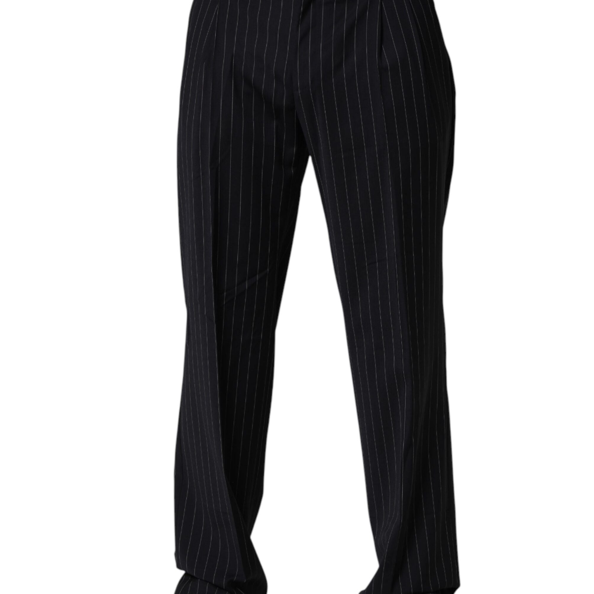 Dolce & Gabbana Black Stripe Straight Men Dress Trouser Pants