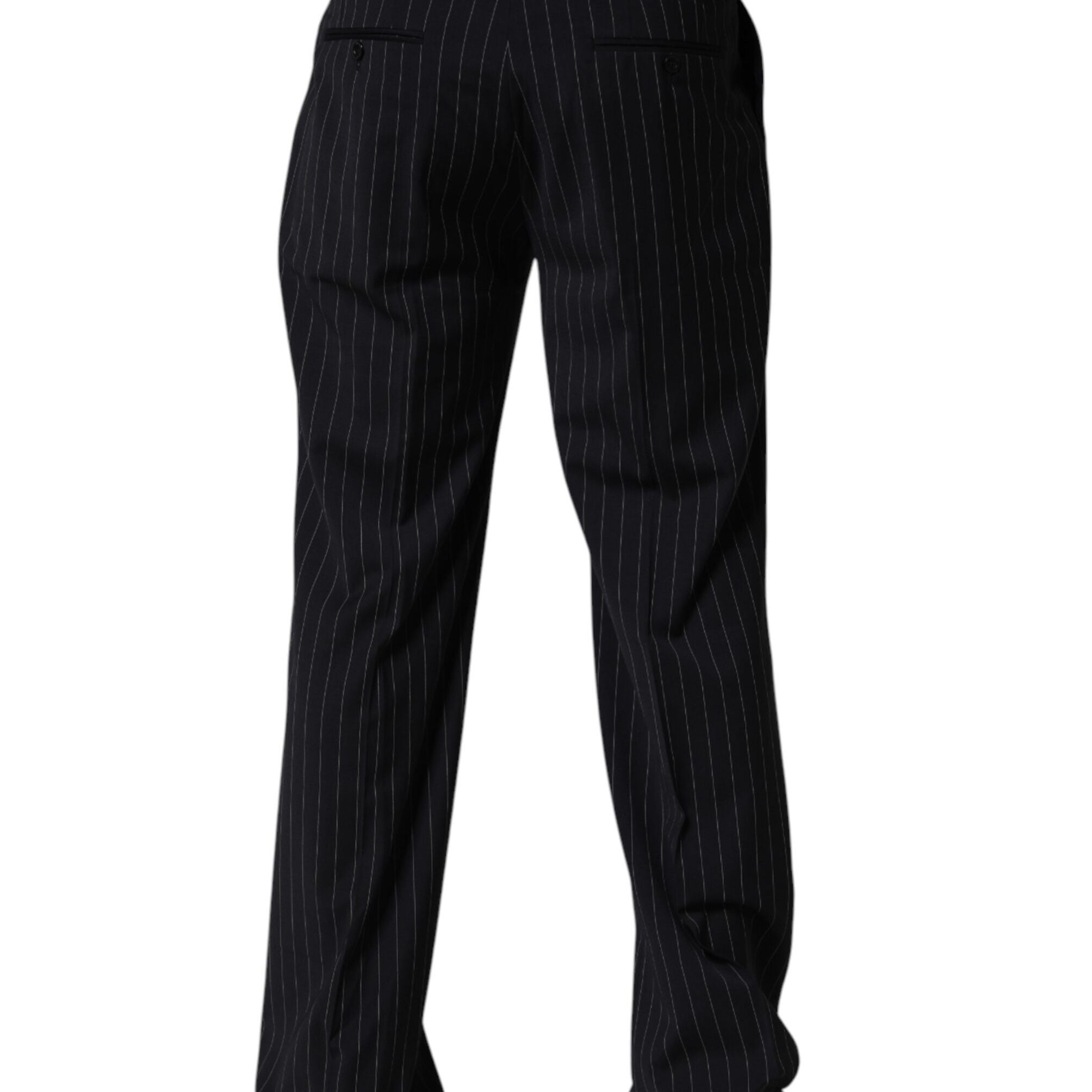 Dolce & Gabbana Black Stripe Straight Men Dress Trouser Pants