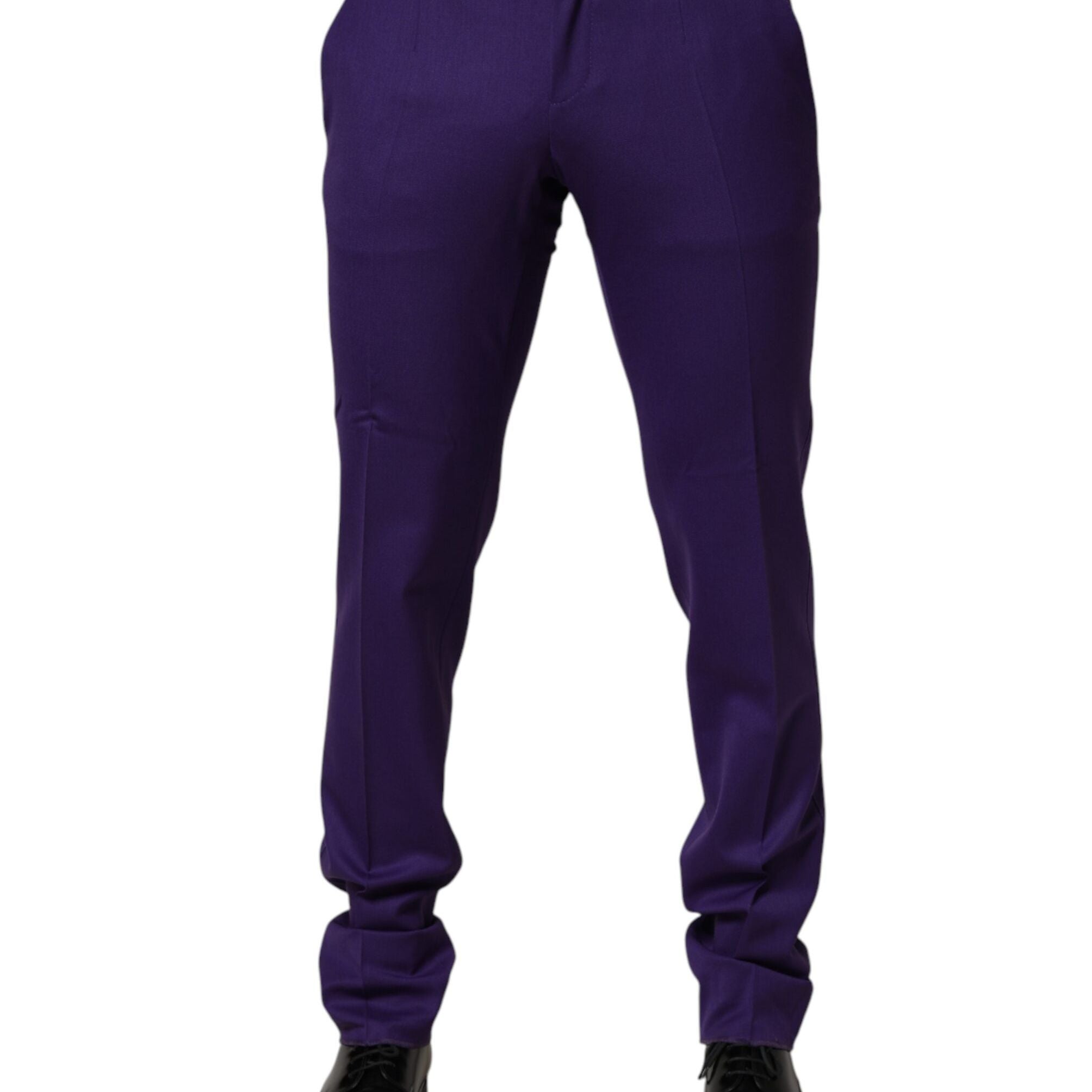 Dolce & Gabbana Purple Wool Skinny Dress Men Trouser Pants