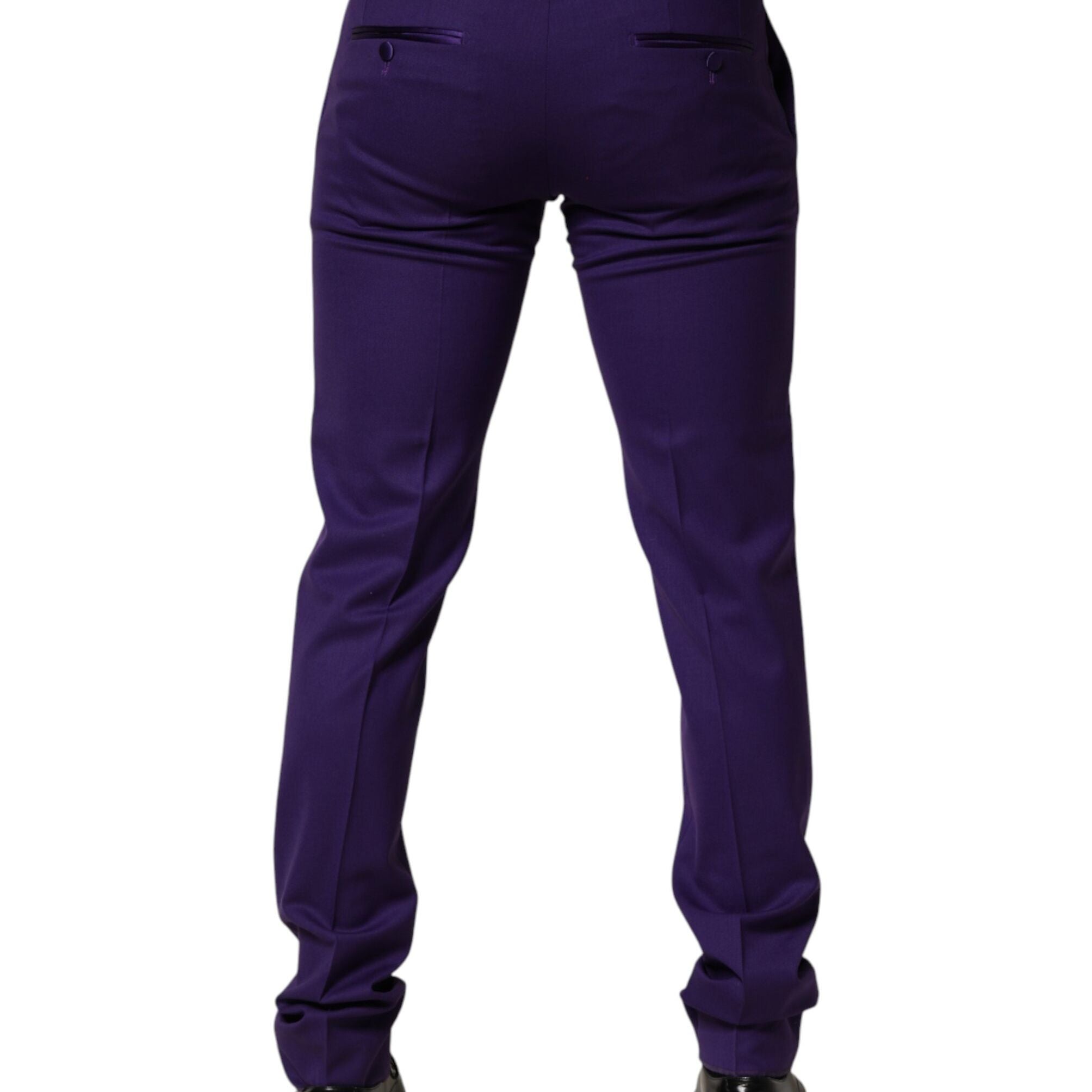 Dolce & Gabbana Purple Wool Skinny Dress Men Trouser Pants