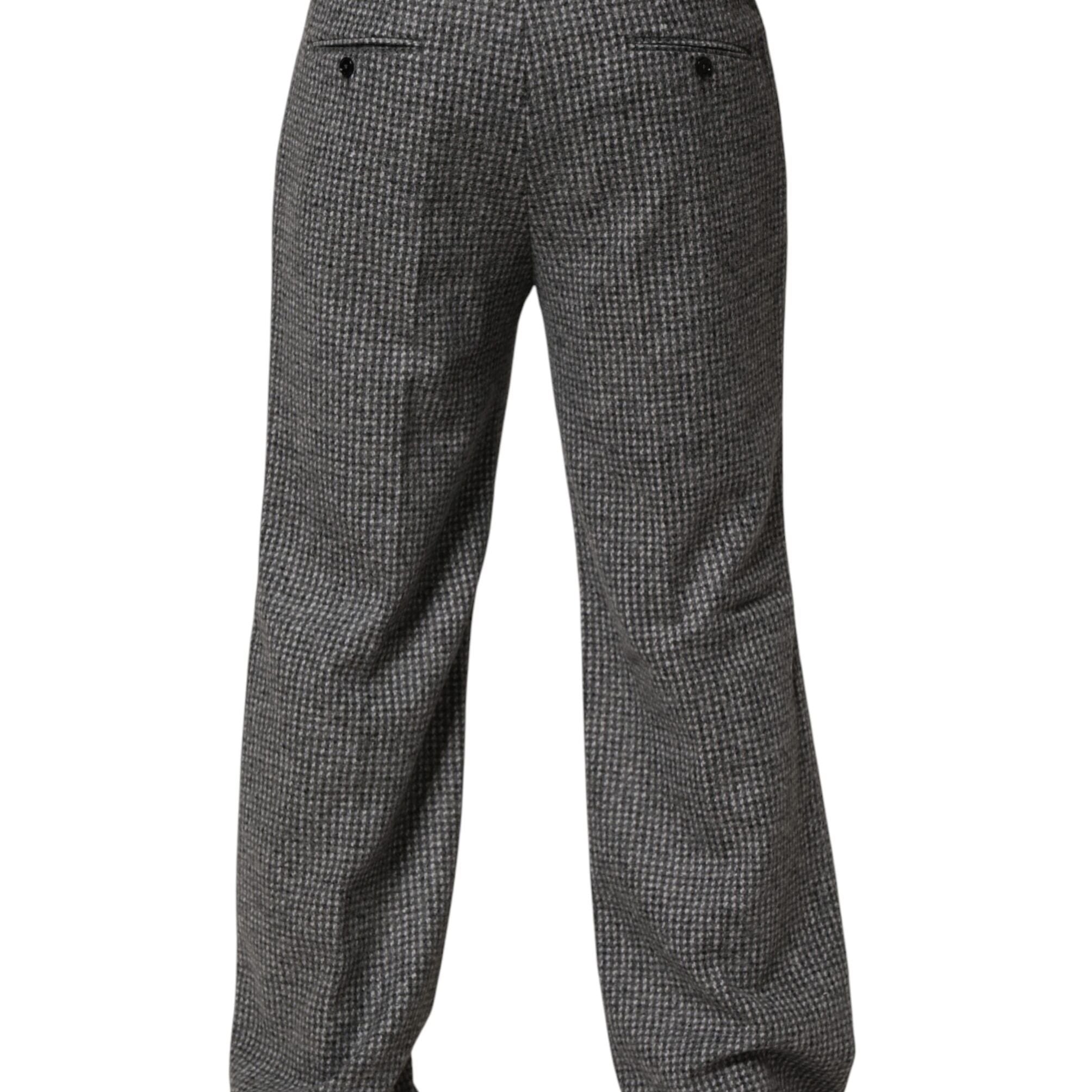 Dolce & Gabbana Gray Houndstooth Straight Dress Trouser Pants