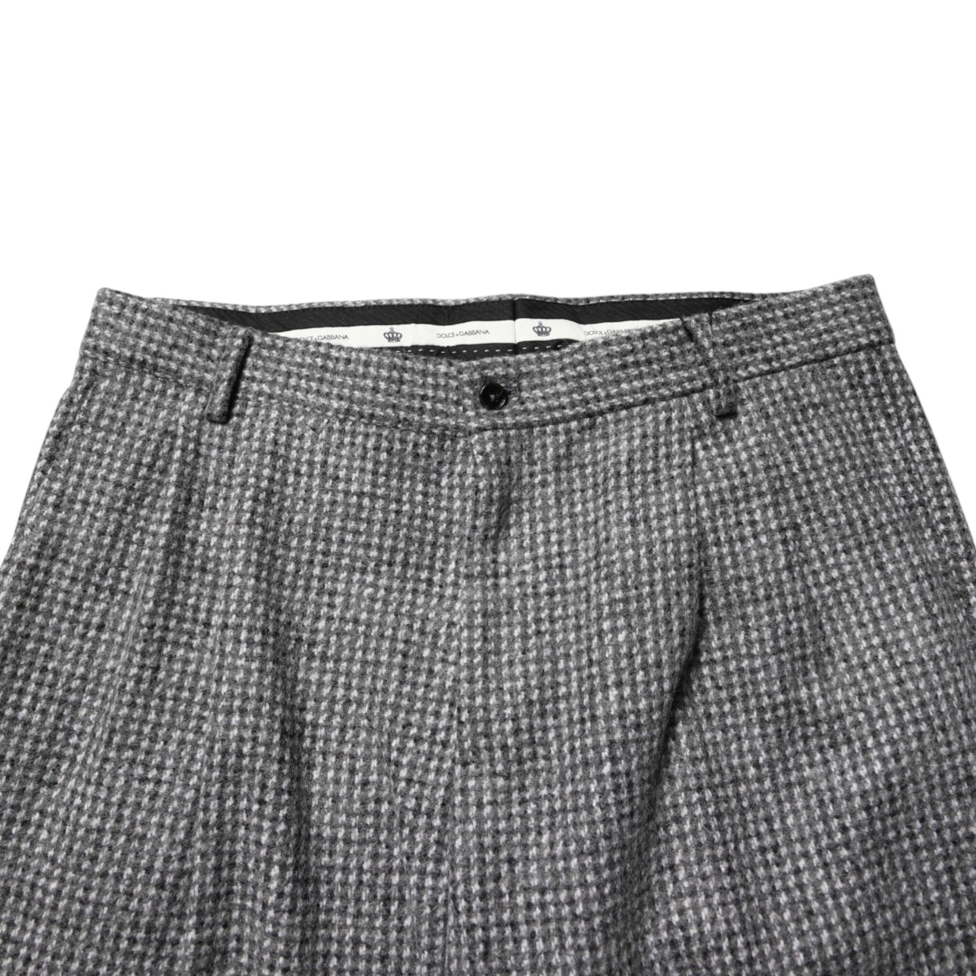 Dolce & Gabbana Gray Houndstooth Straight Dress Trouser Pants