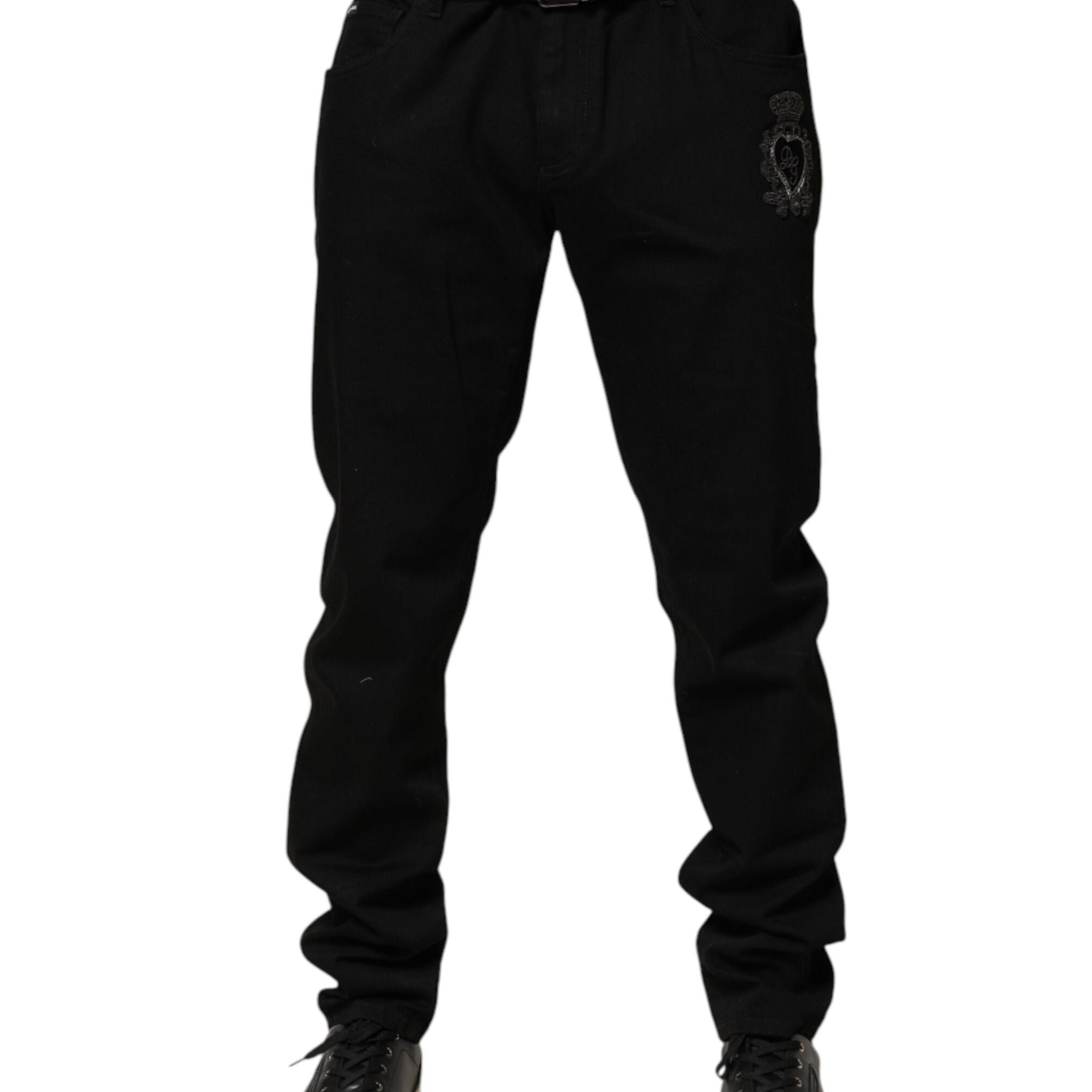 Dolce & Gabbana Black Sacred Heart Skinny Men Denim Jeans