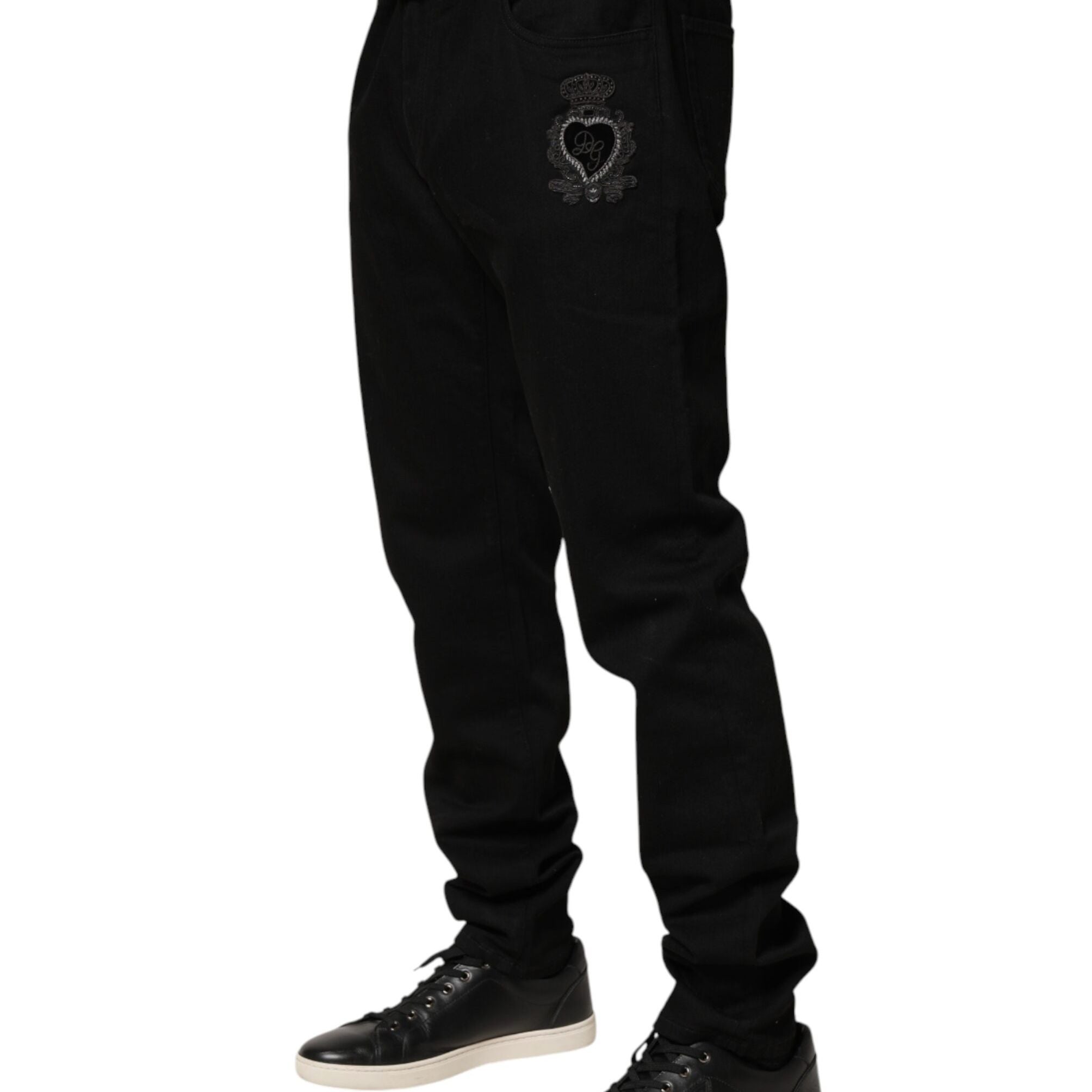 Dolce & Gabbana Black Sacred Heart Skinny Men Denim Jeans