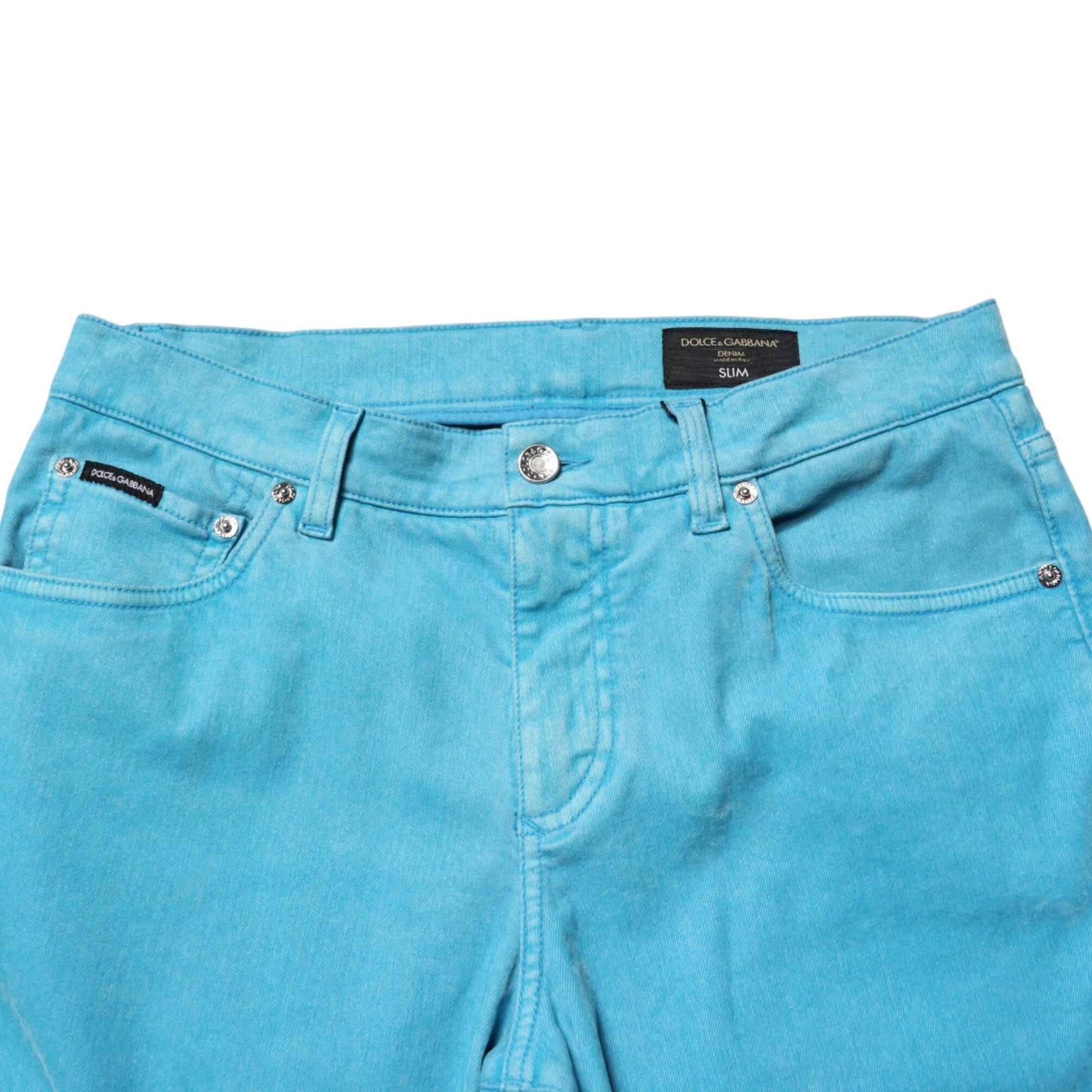 Dolce & Gabbana Blue Cotton Skinny Men Denim Trouser Jeans