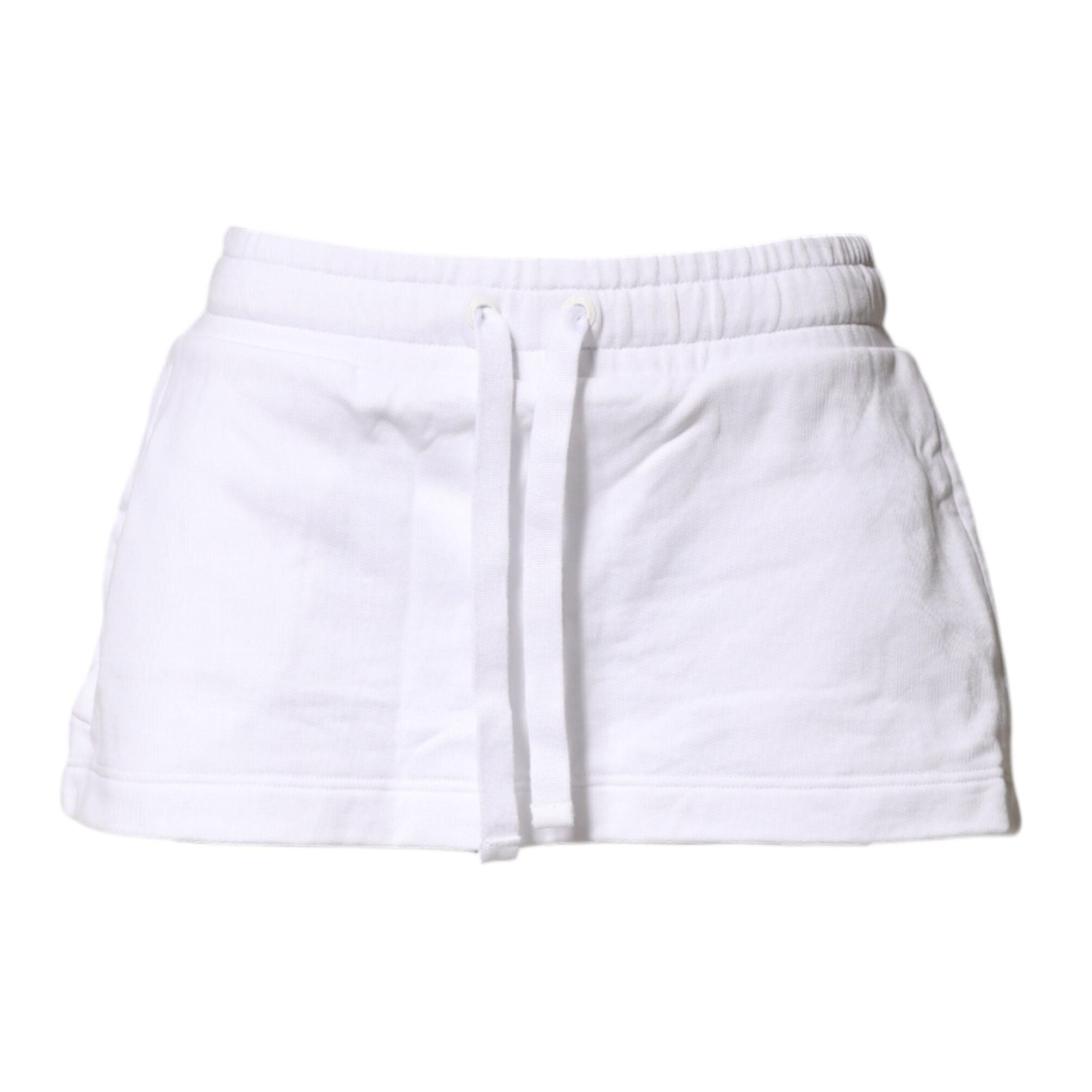 Dolce & Gabbana White Cotton Blend Mid Waist A-line Mini Skirt