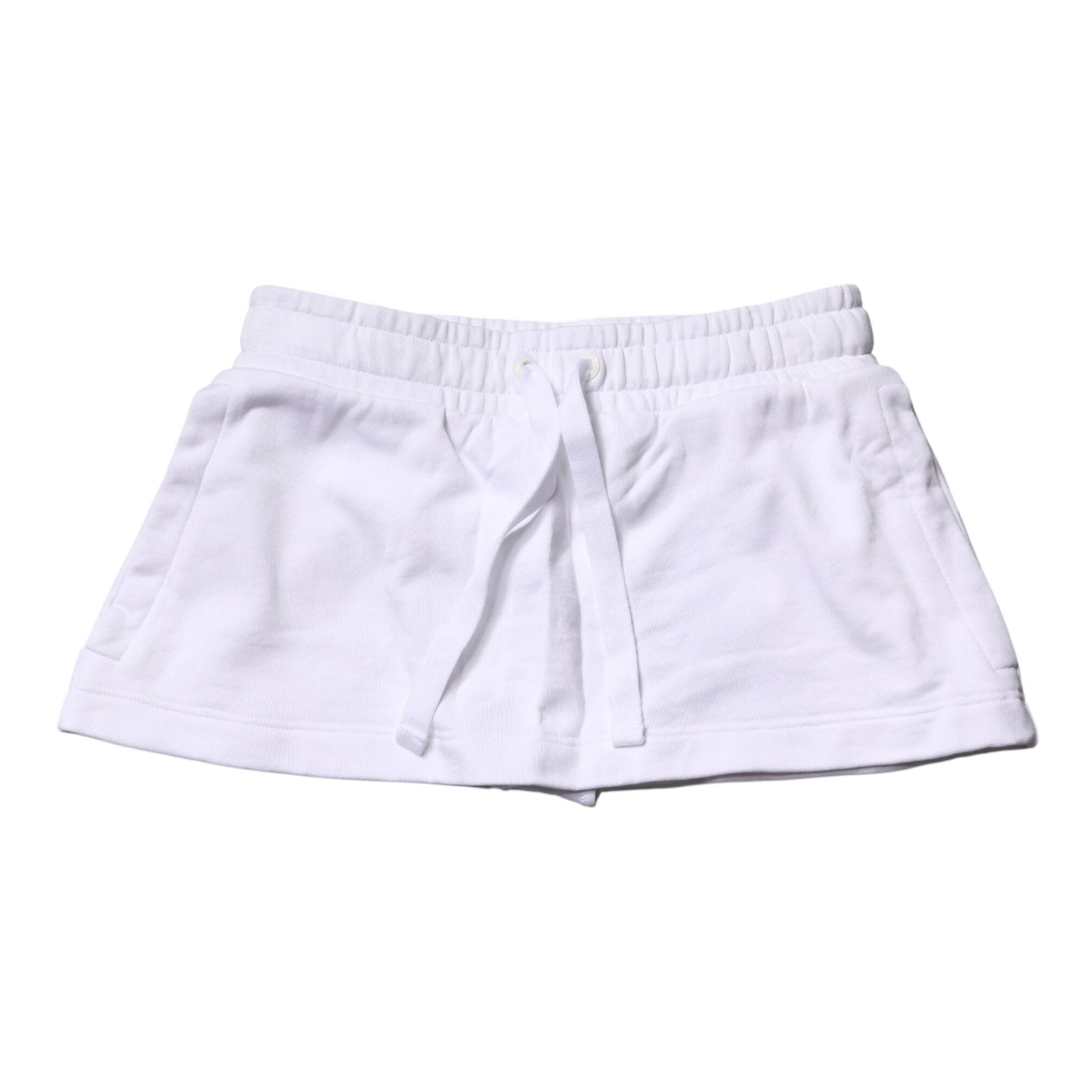 Dolce & Gabbana White Cotton Blend Mid Waist A-line Mini Skirt