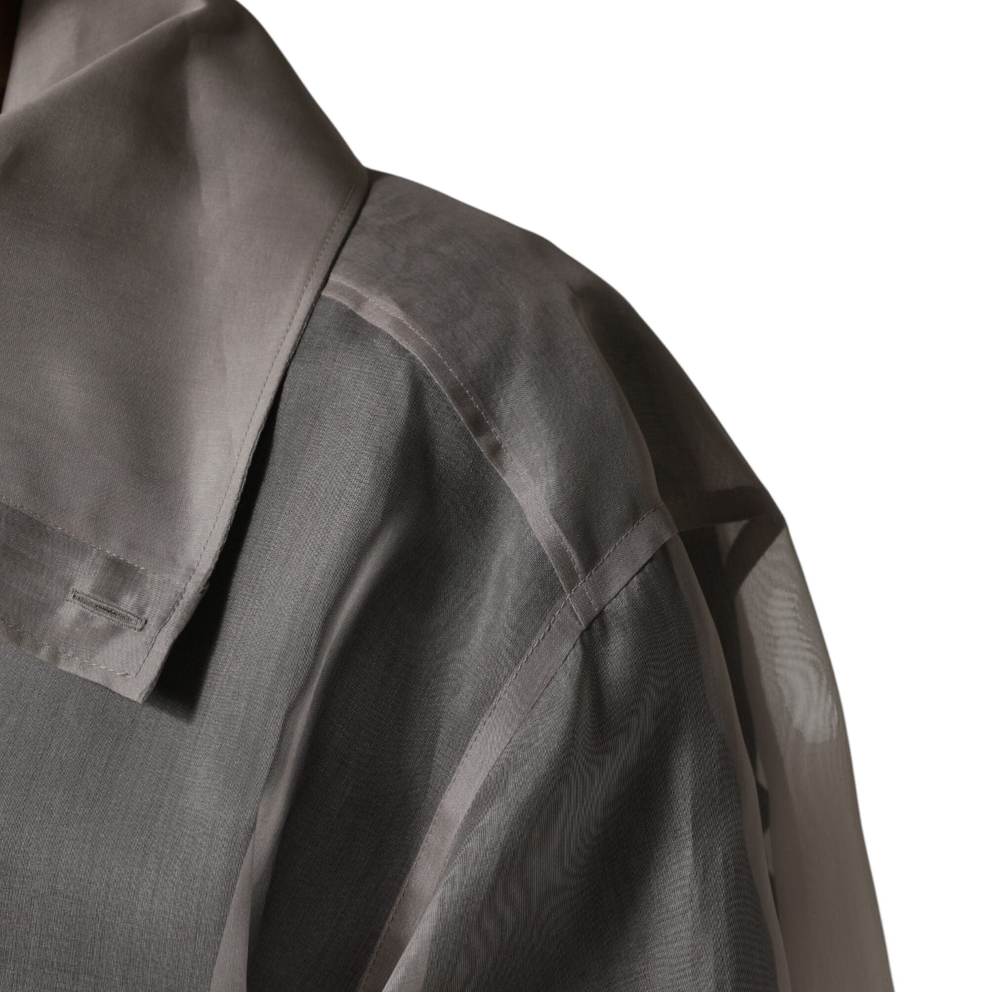 Dolce & Gabbana Gray Sheer Silk Button Front Men Dress Shirt