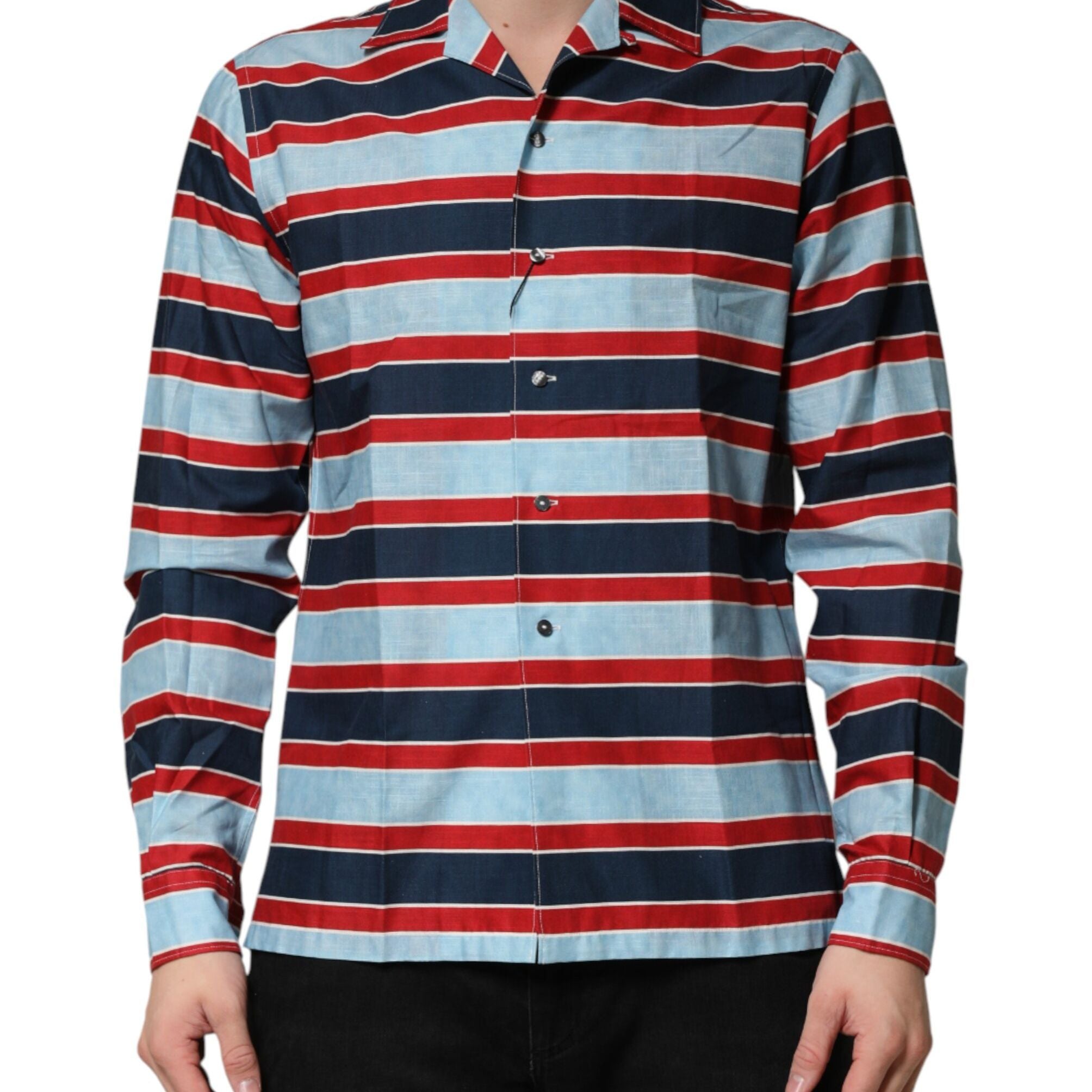 Dolce & Gabbana Multicolor Stripes Cotton Men Button Down Shirt