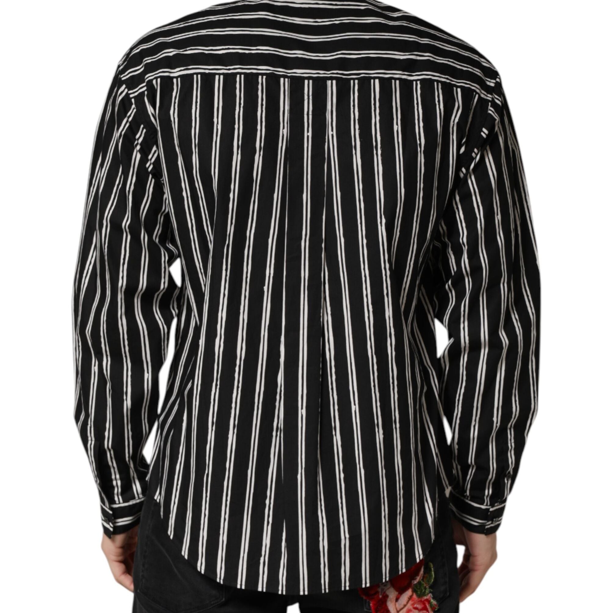 Dolce & Gabbana Black Stripes Cotton Men Formal Dress Shirt