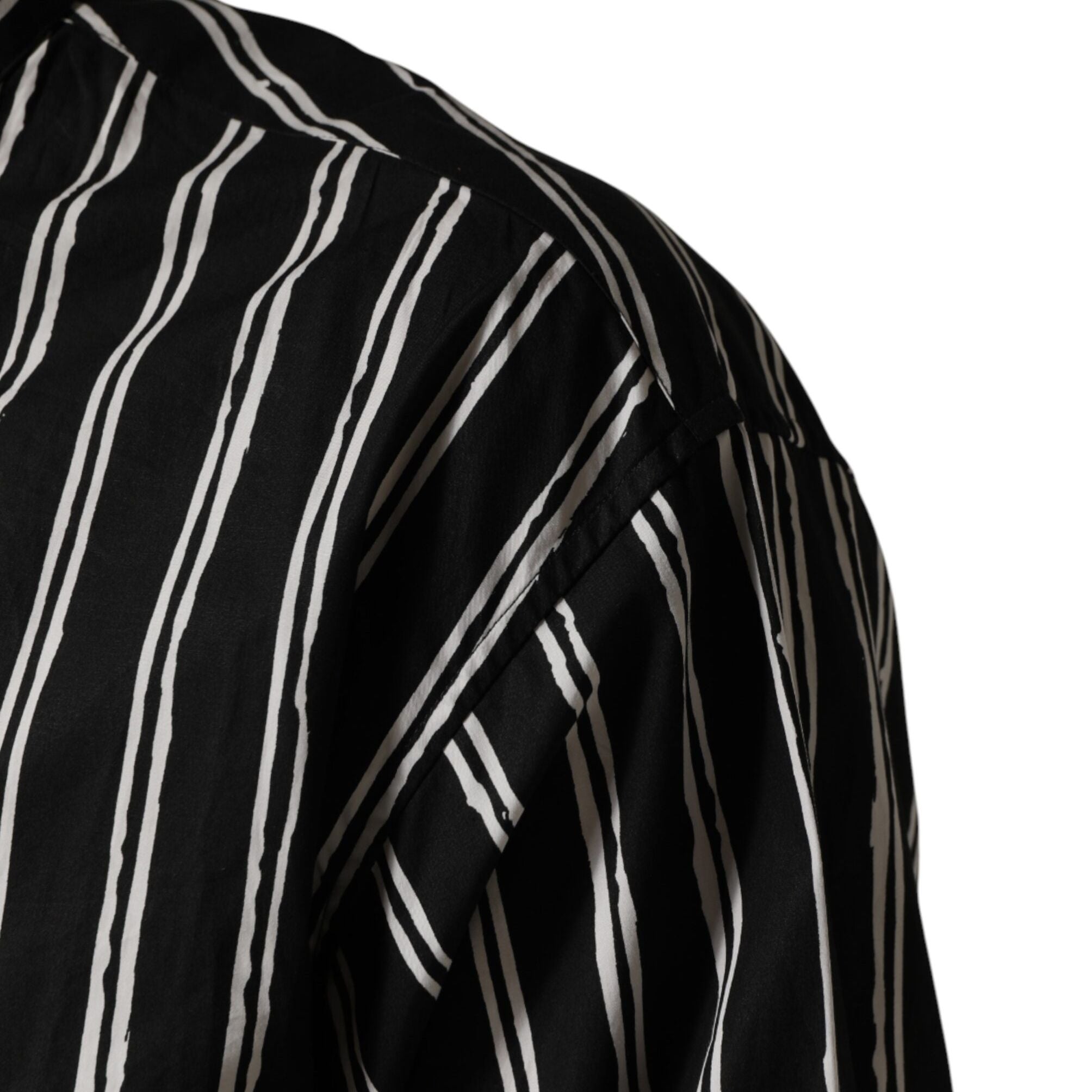 Dolce & Gabbana Black Stripes Cotton Men Formal Dress Shirt