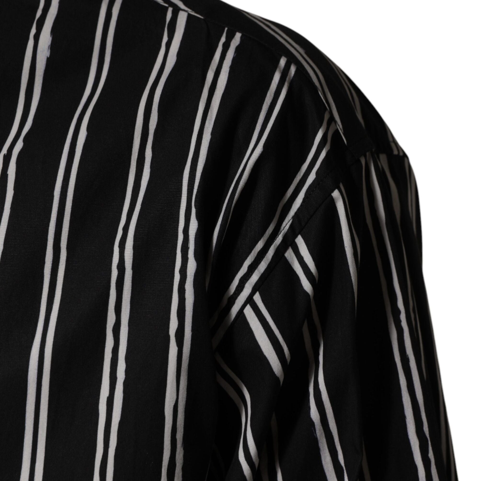 Dolce & Gabbana Black Stripes Cotton Men Formal Dress Shirt