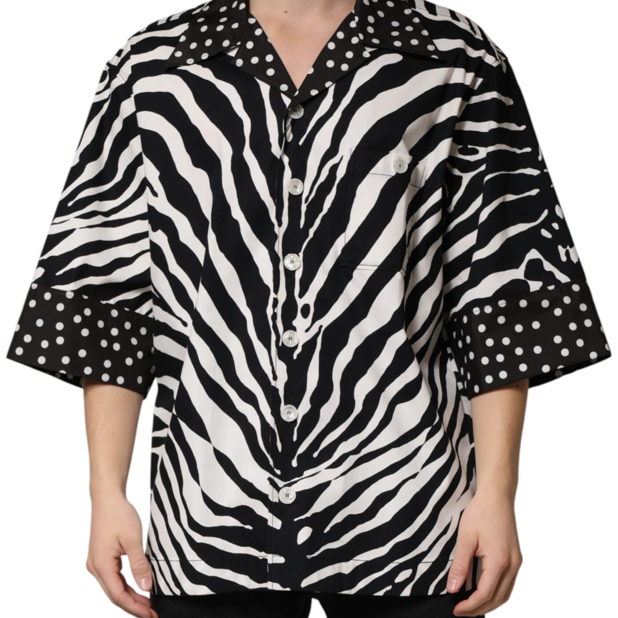 Dolce & Gabbana Black White Zebra ButtonDown Oversize Shirt