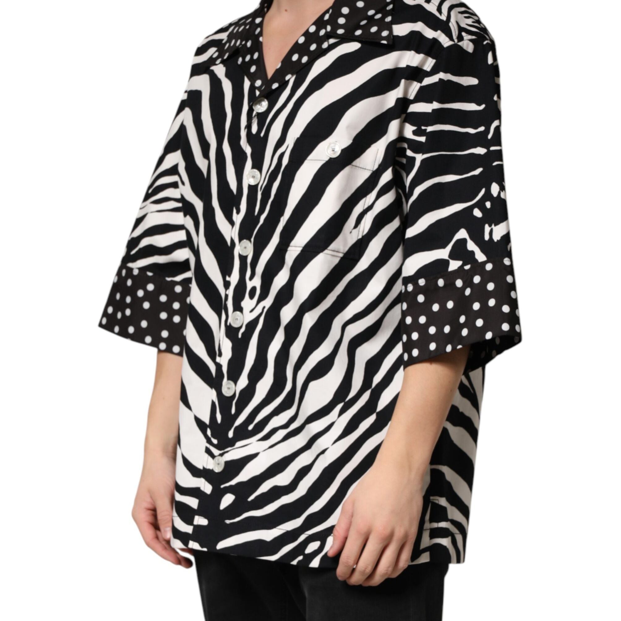 Dolce & Gabbana Black White Zebra ButtonDown Oversize Shirt