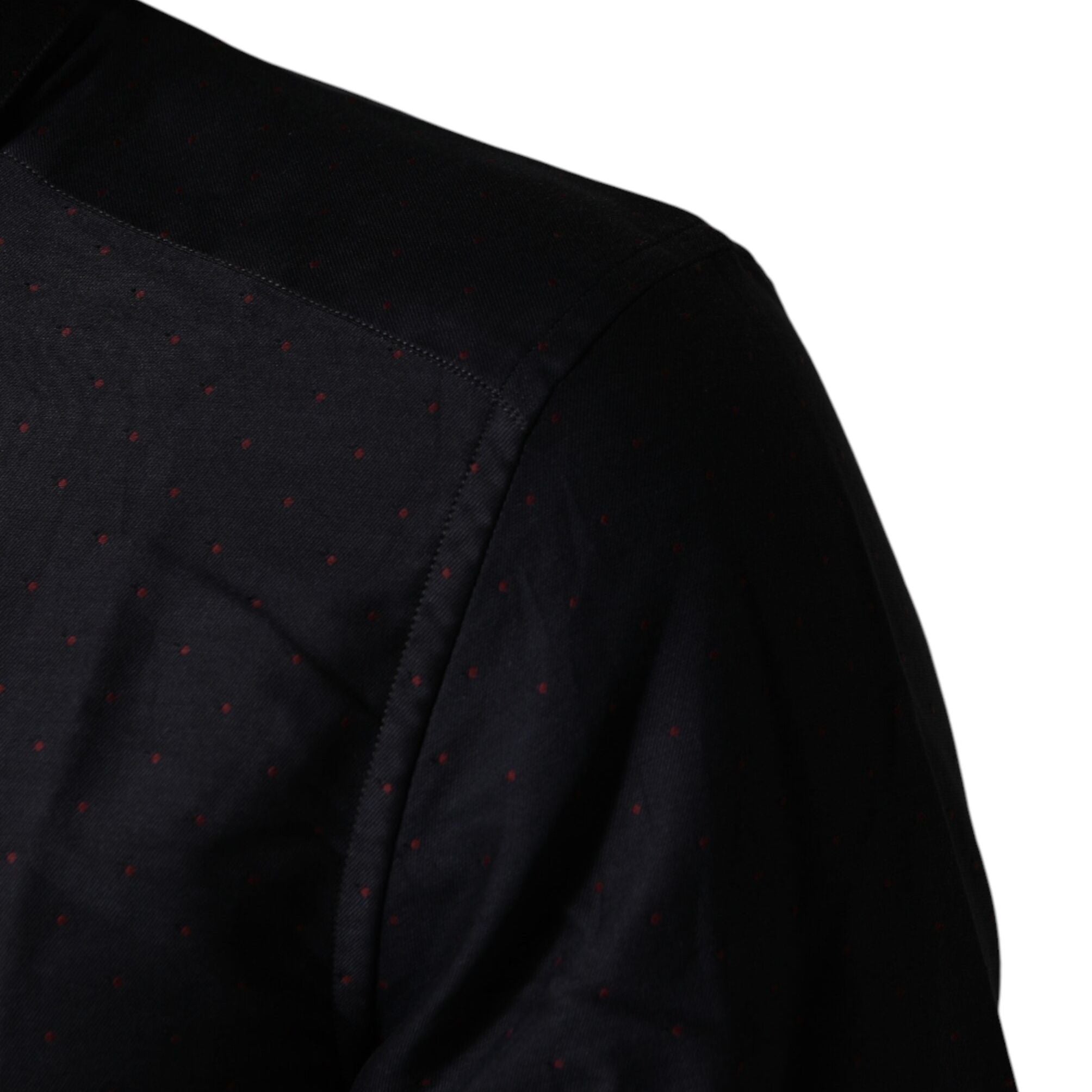 Dolce & Gabbana Black Dotted Cotton Collared GOLD Dress Shirt
