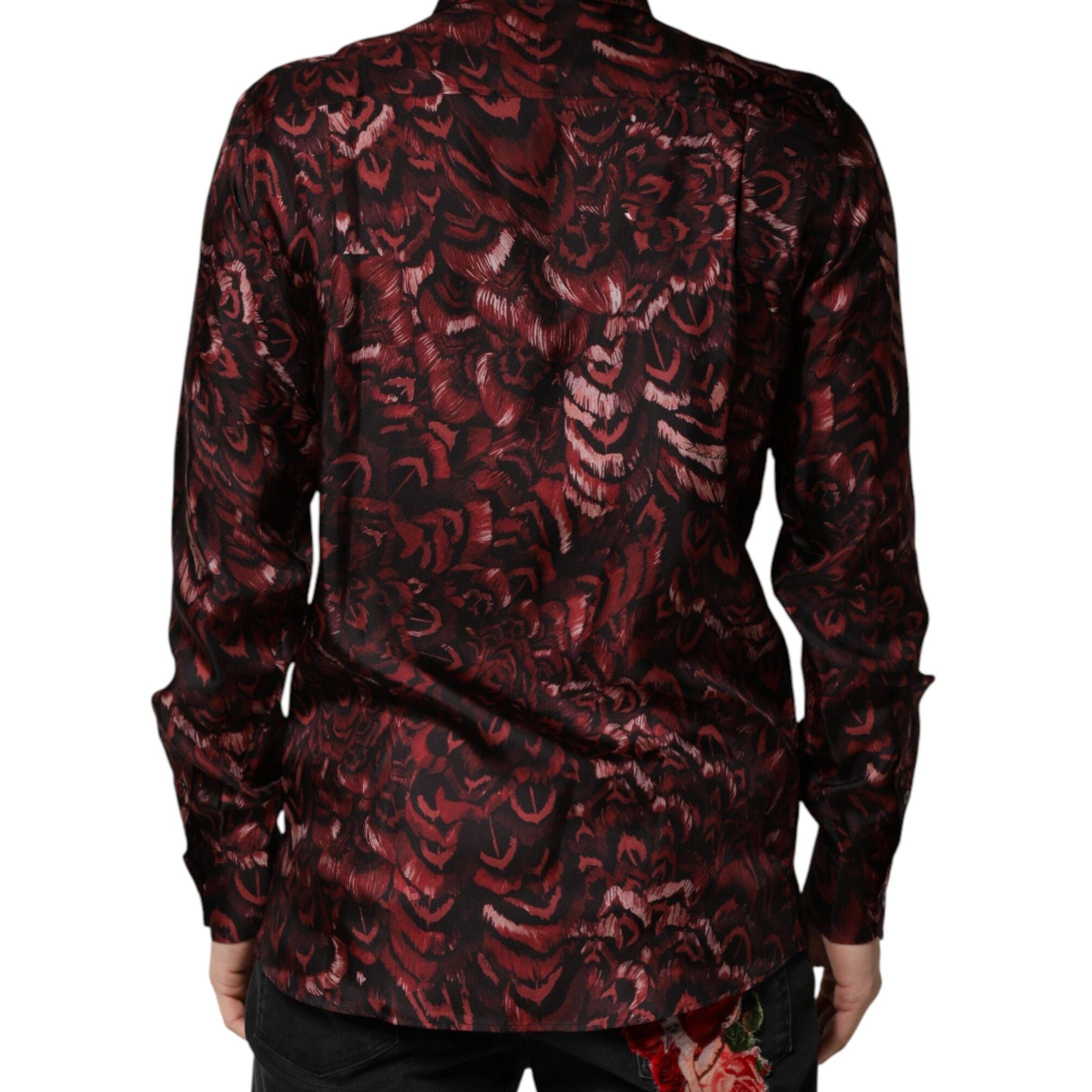 Dolce & Gabbana Bordeaux Patterned Collared Men Dress Shirt