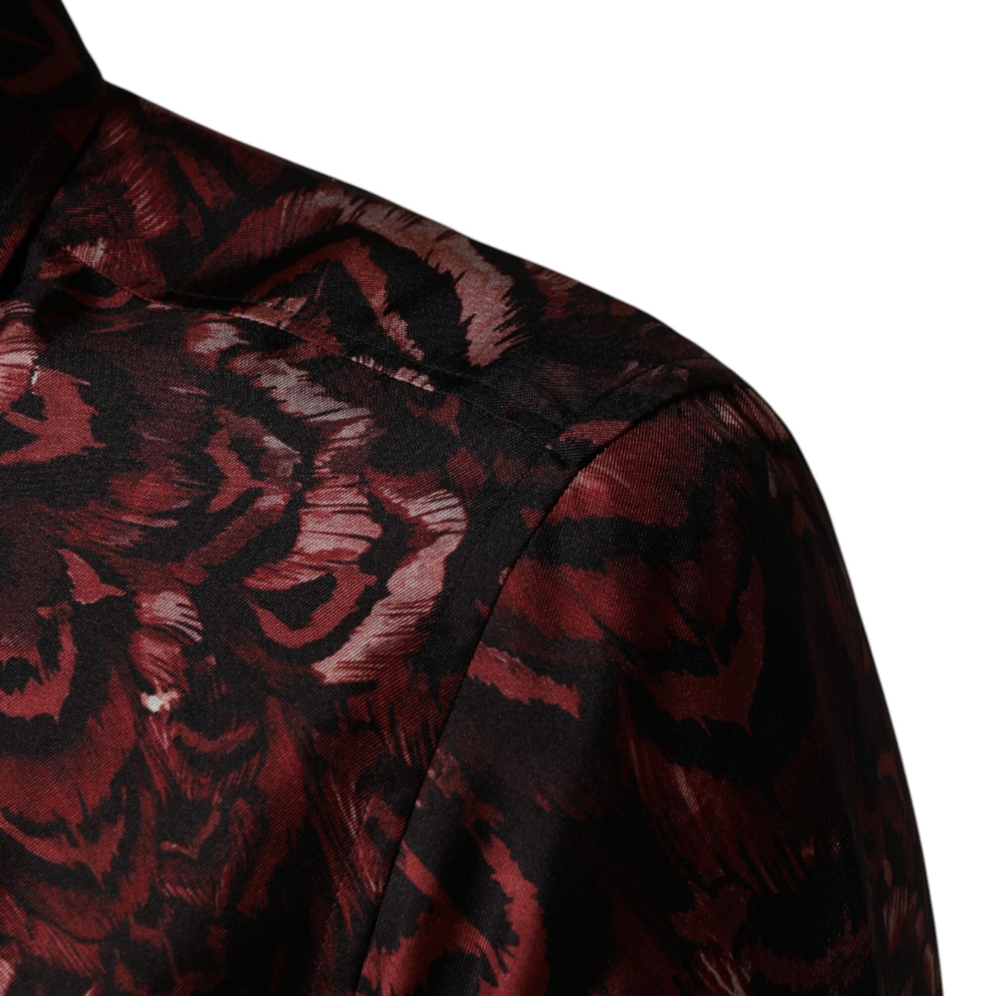 Dolce & Gabbana Bordeaux Patterned Collared Men Dress Shirt