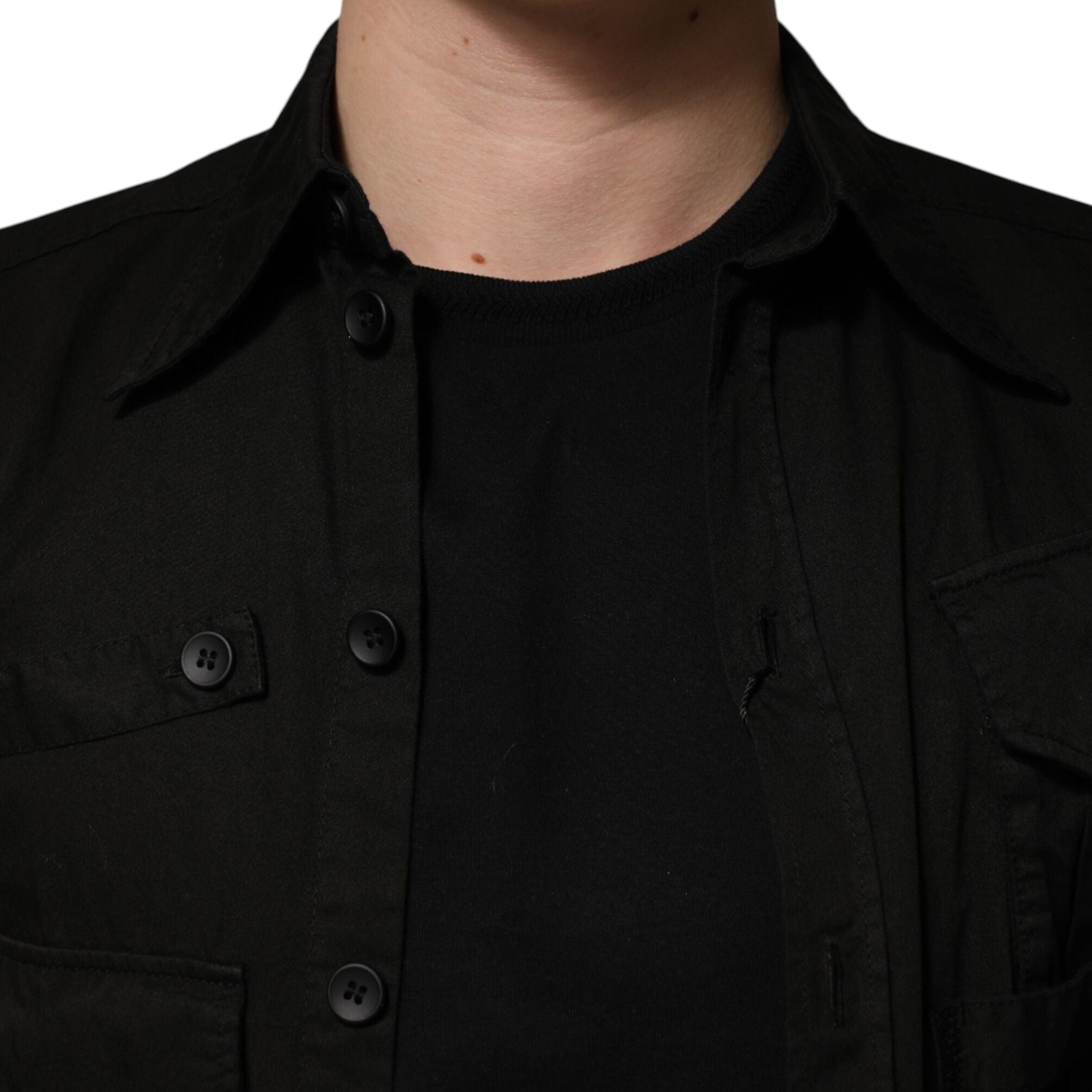 Dolce & Gabbana Black Cotton Collared Men Button Down Shirt