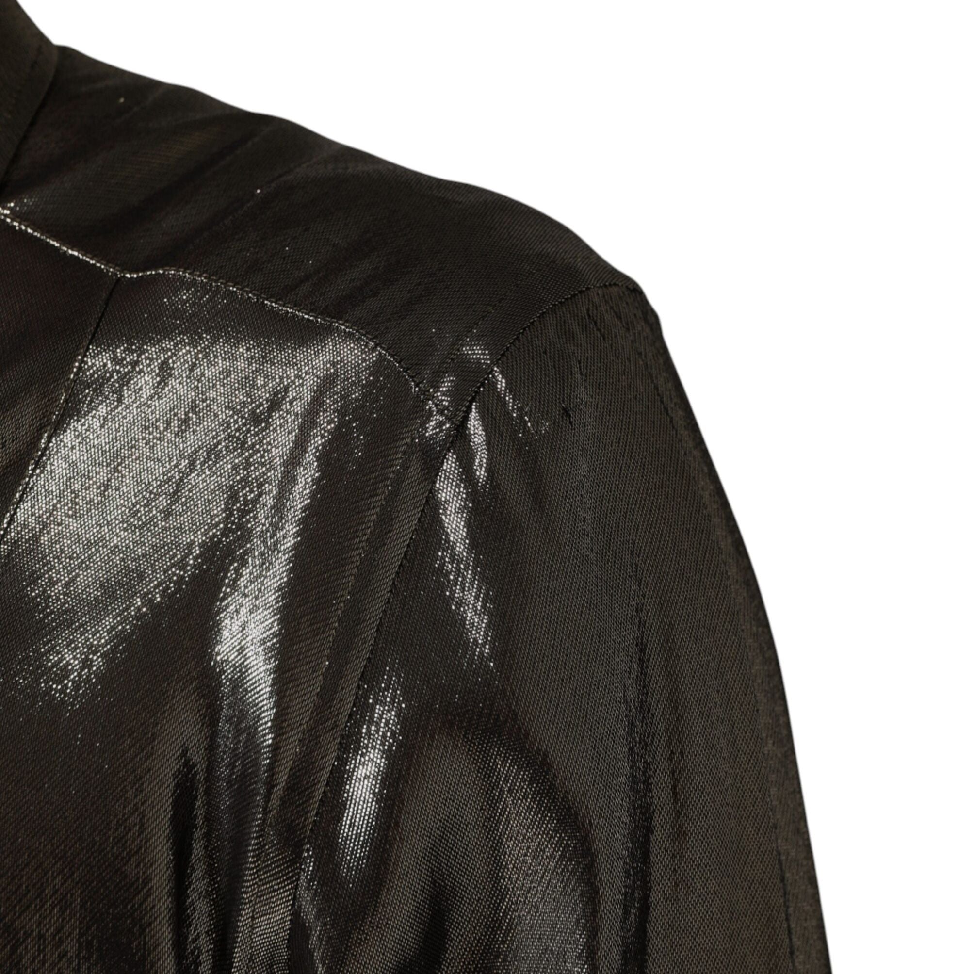 Dolce & Gabbana Silver Silk GOLD Collared Dress Formal Shirt