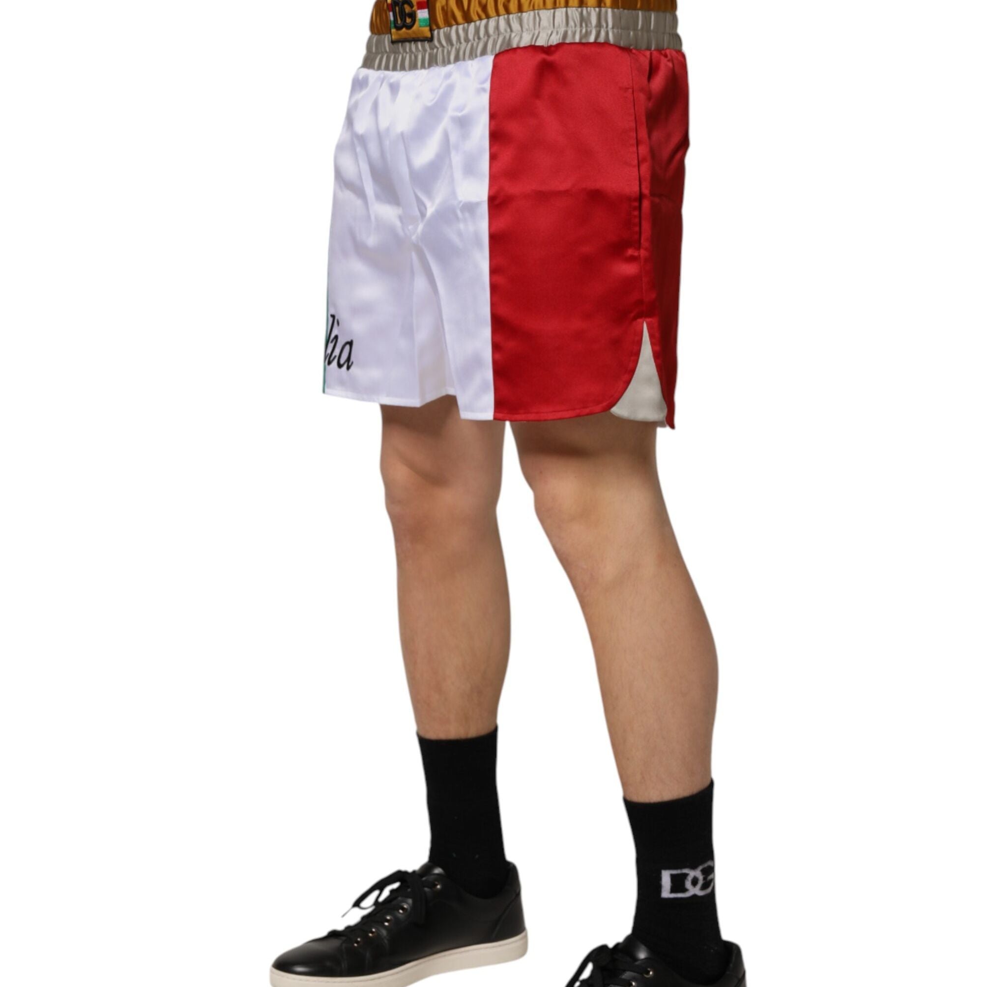Dolce & Gabbana Multicolor Italia Polyester Bermuda Shorts