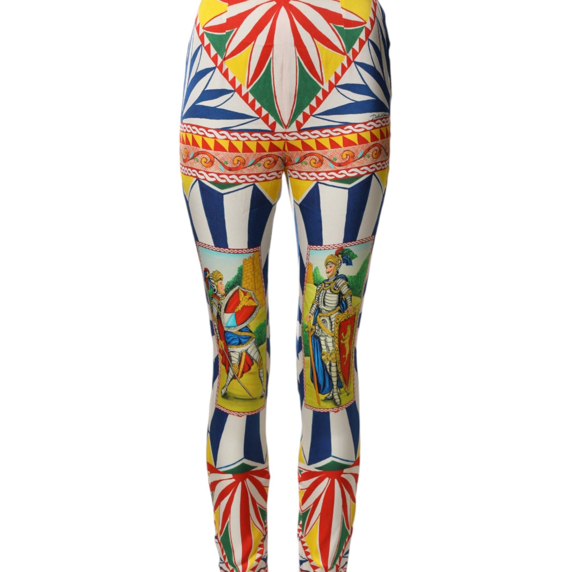 Dolce & Gabbana Multicolor Silk Carretto Leggings Stretch Waist Pants