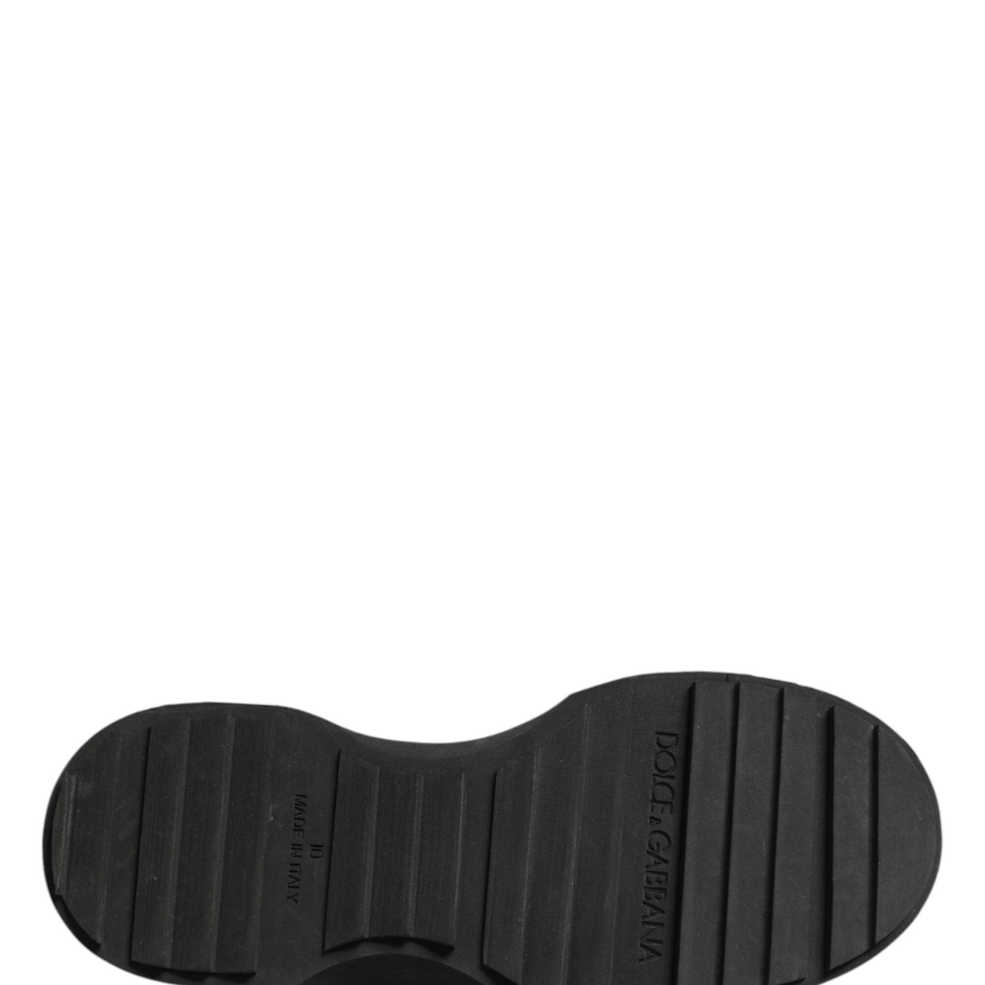 Dolce & Gabbana Black Leather DG Plaque Loafers Dress Shoes