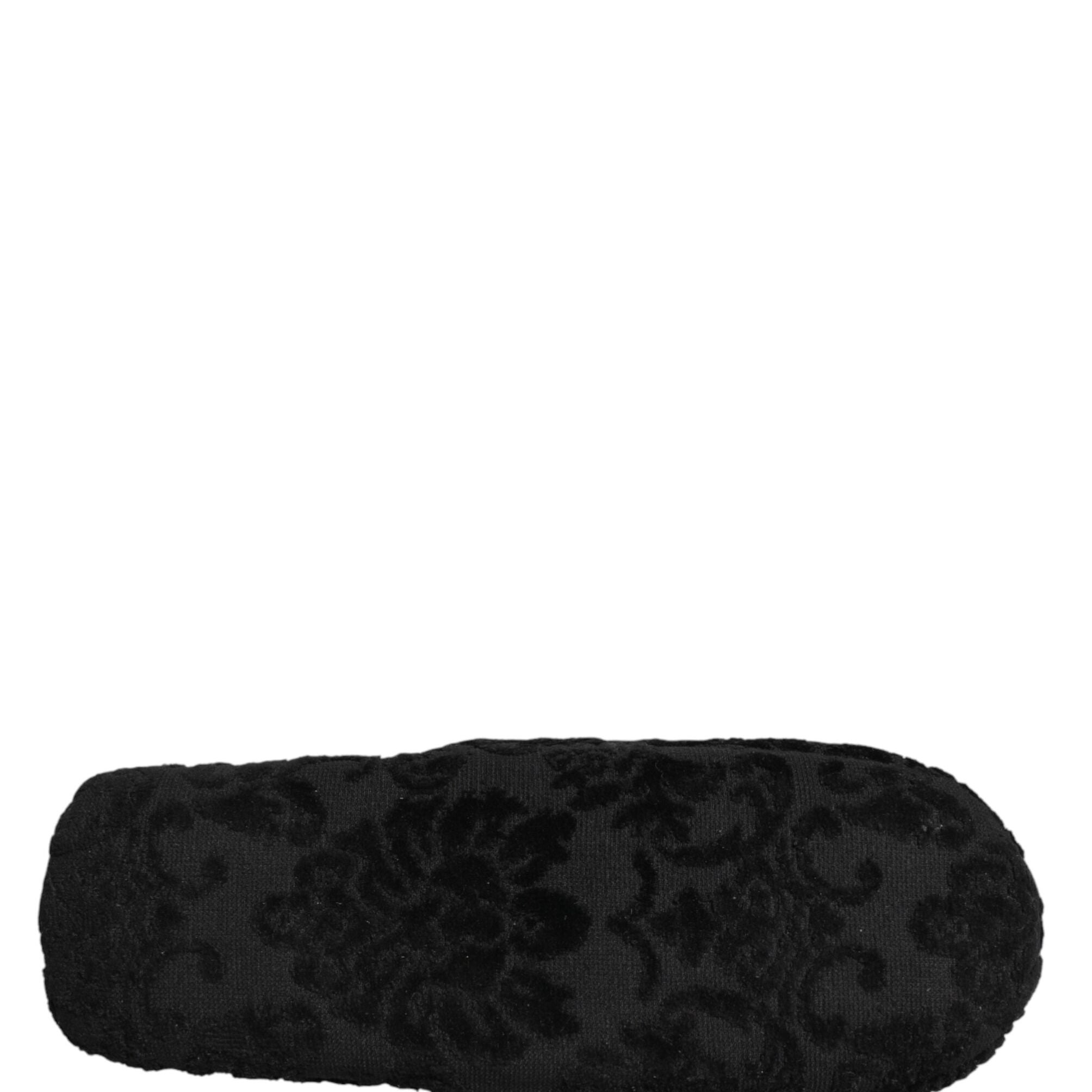Dolce & Gabbana Black Logo Embroidered Slippers Flats Shoes