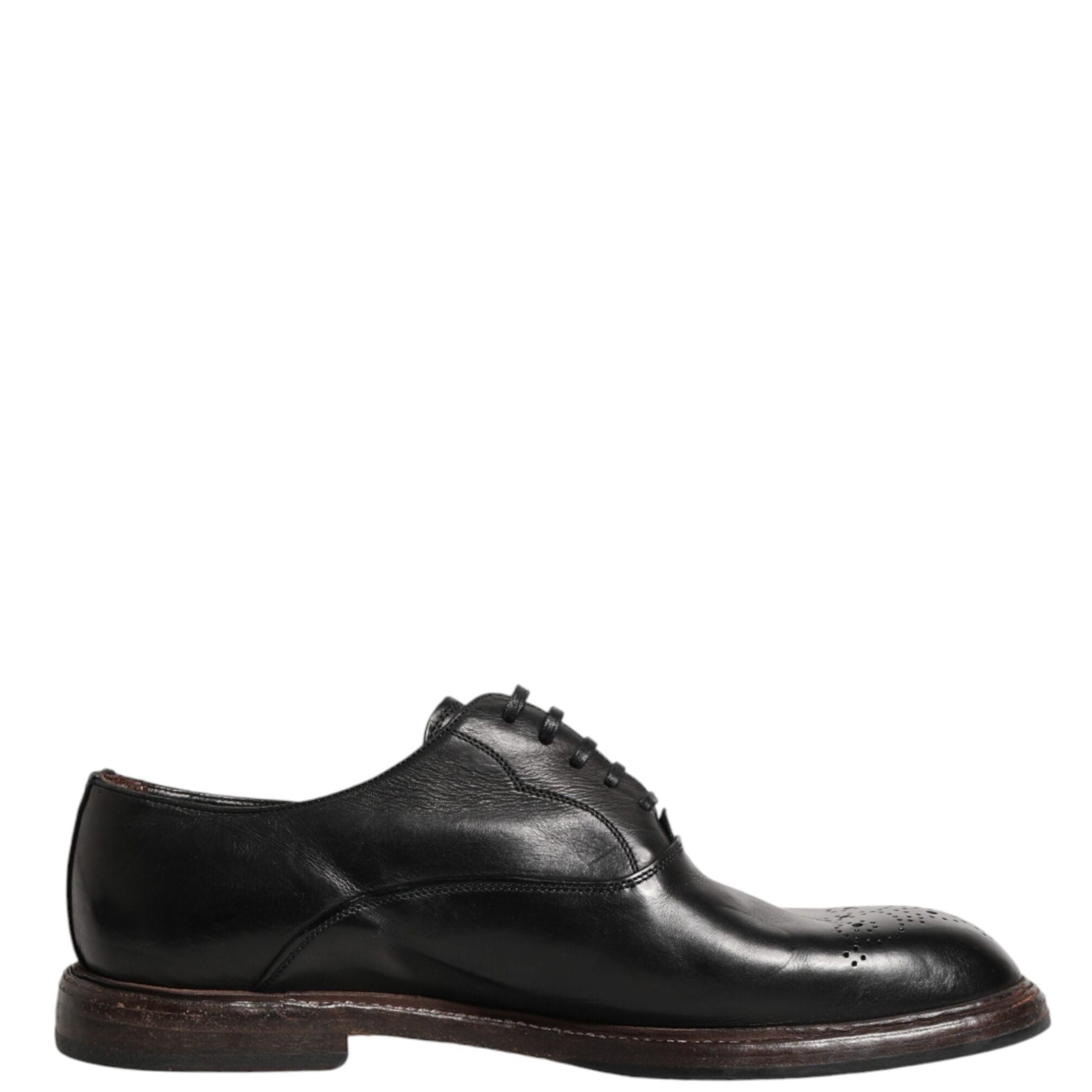 Dolce & Gabbana Black Calfskin Leather Oxford Dress Shoes