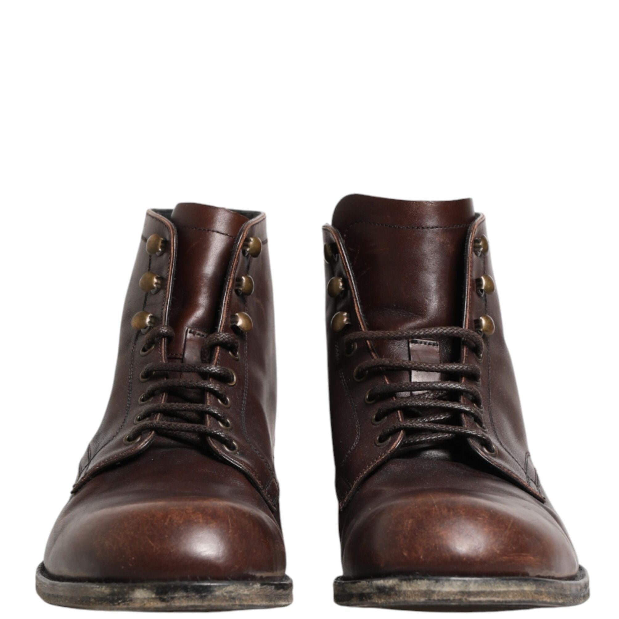 Dolce & Gabbana Brown Lace Up Short Ankle Boots Men Shoes