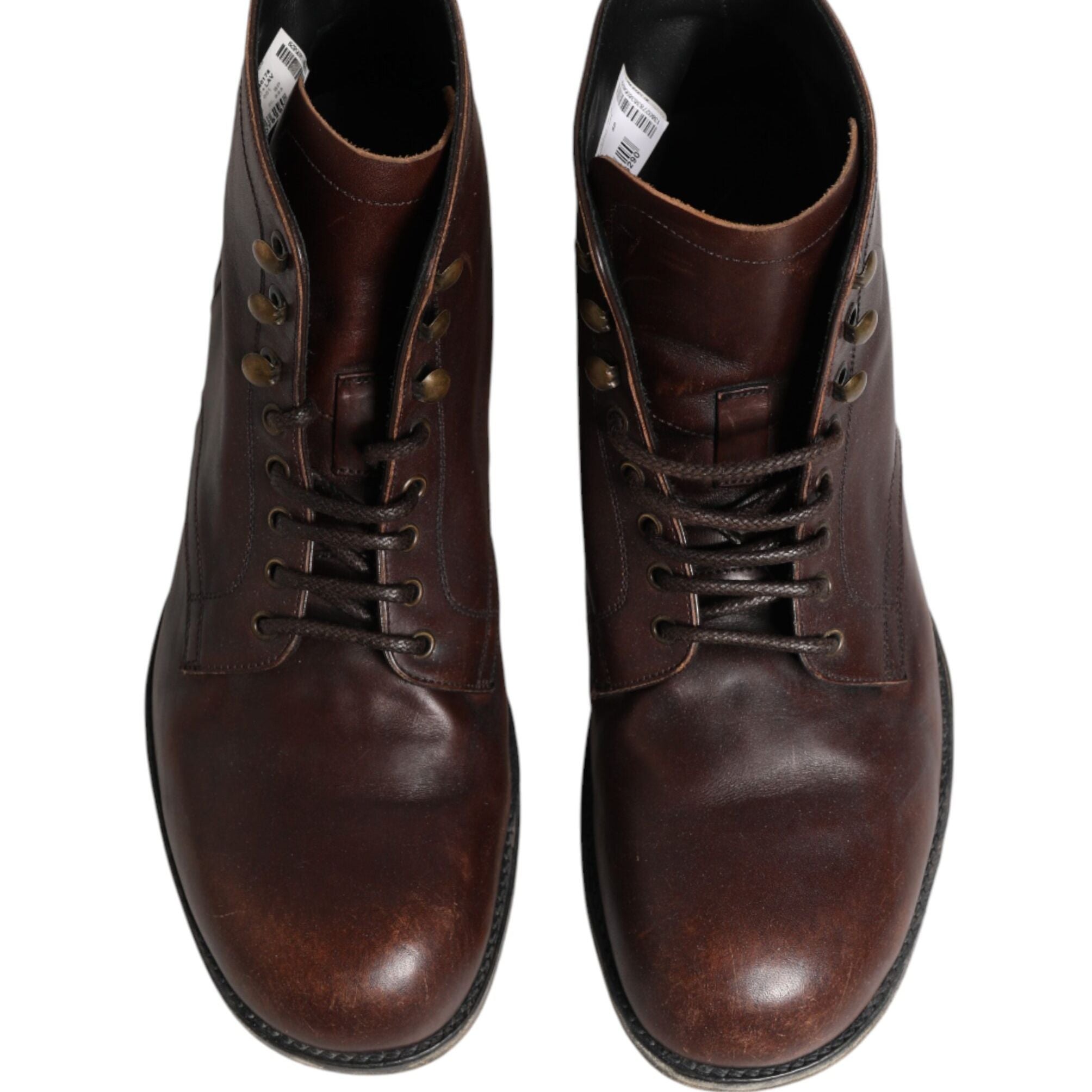 Dolce & Gabbana Brown Lace Up Short Ankle Boots Men Shoes