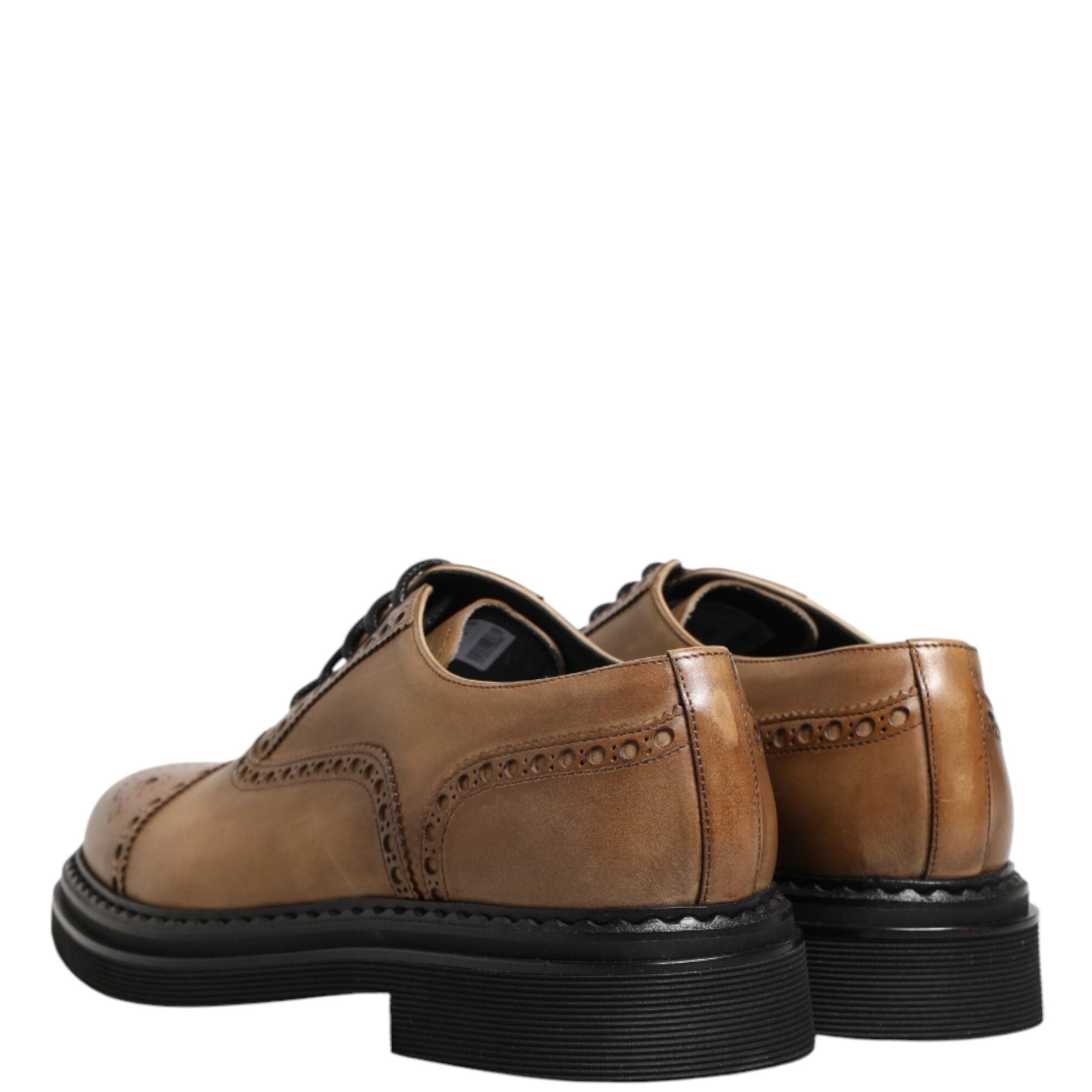 Dolce & Gabbana Brown Lace Up Leather Brogue Derby Men Shoes