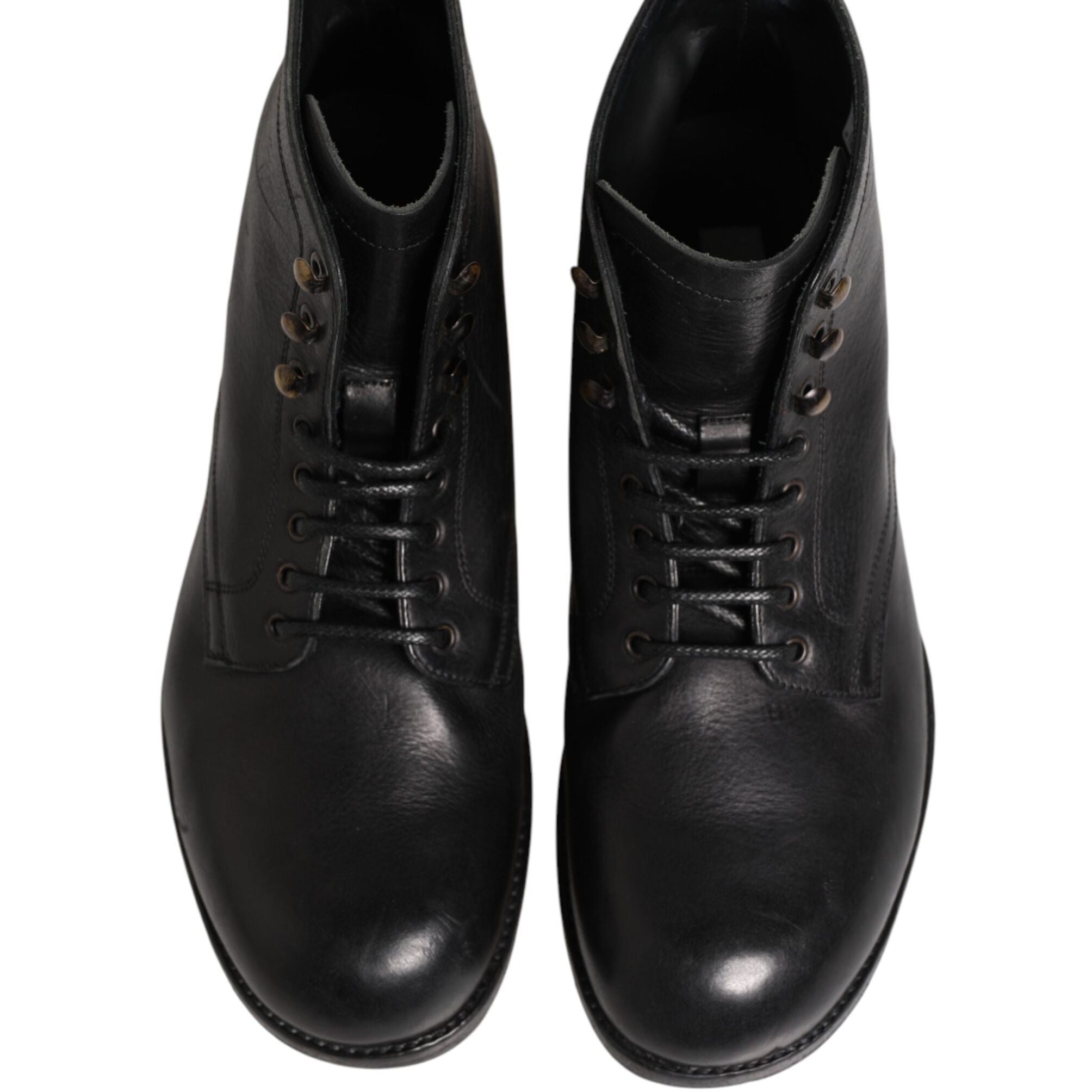 Dolce & Gabbana Black Lace Up Short Ankle Boots Men Shoes