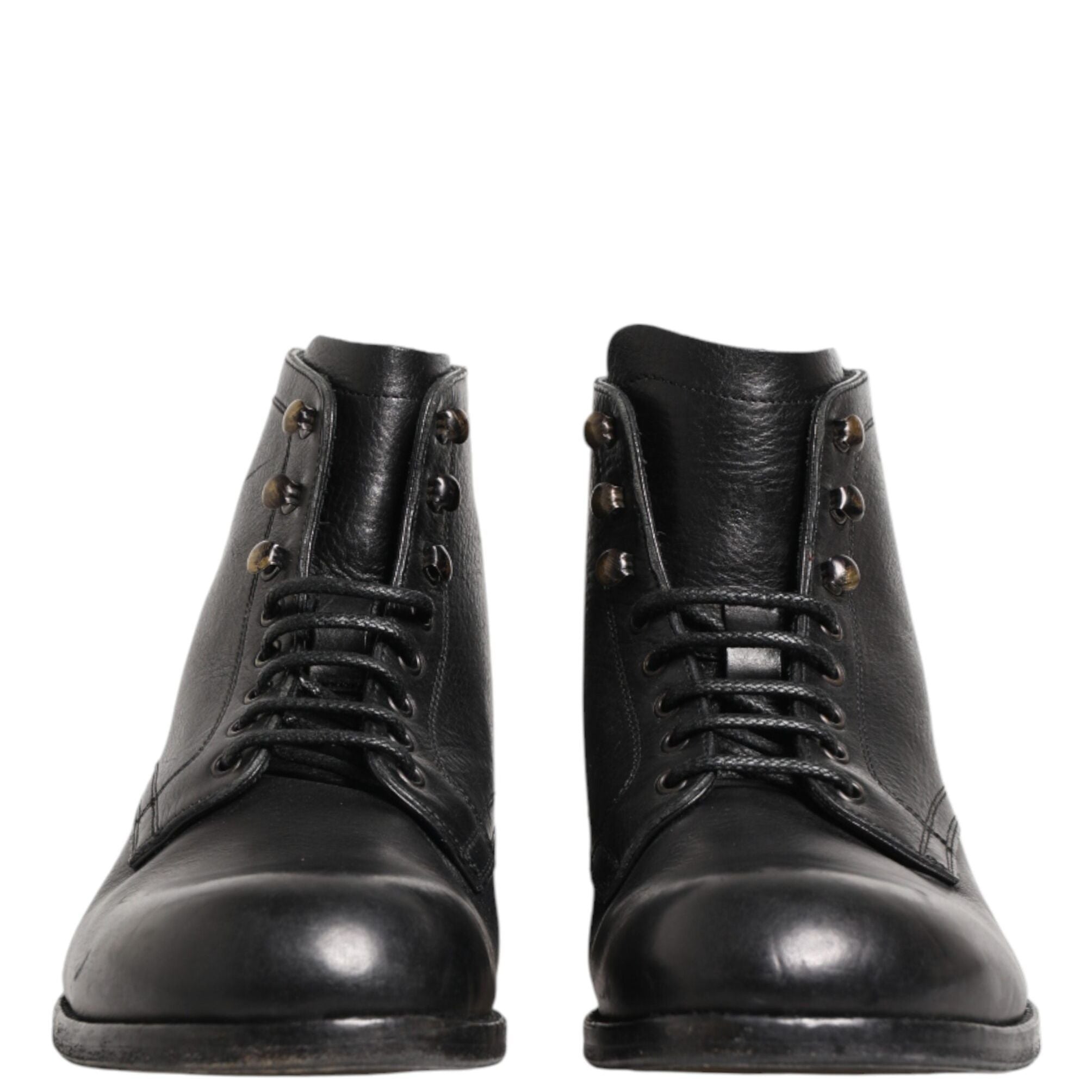 Dolce & Gabbana Black Lace Up Short Ankle Boots Men Shoes
