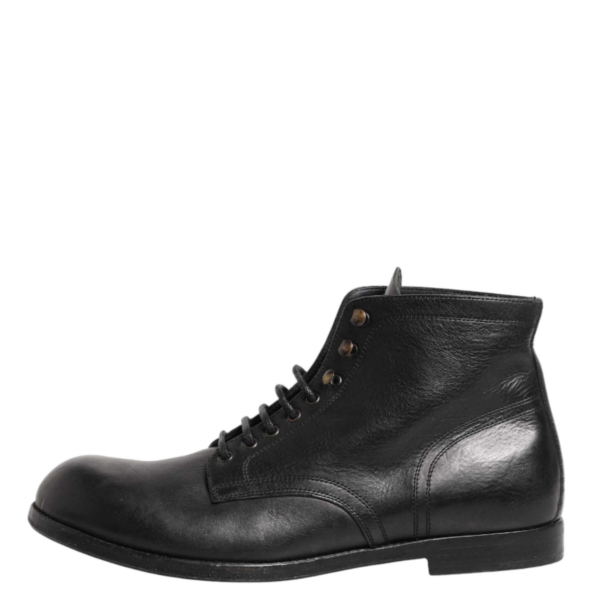Dolce & Gabbana Black Lace Up Short Ankle Boots Men Shoes
