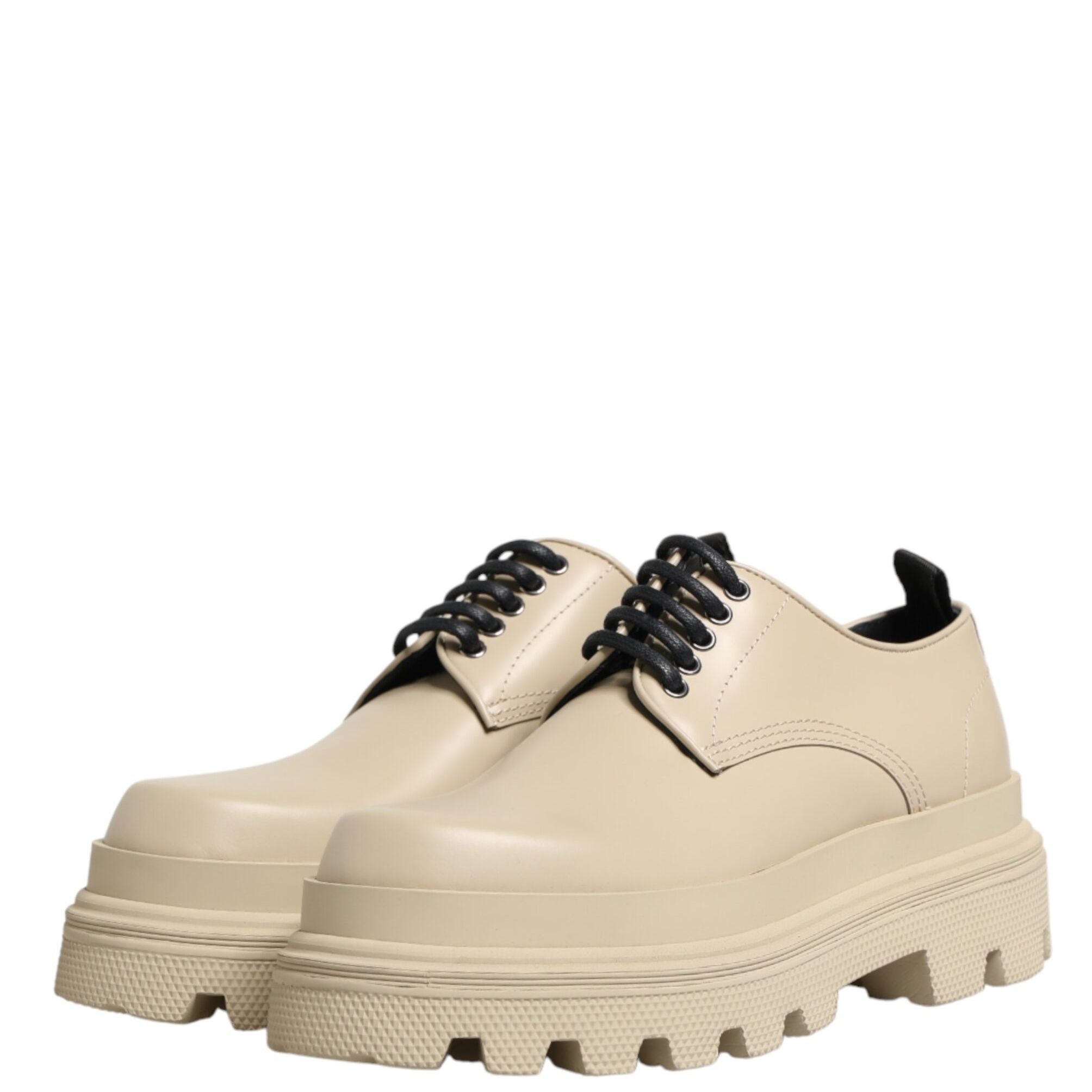 Dolce & Gabbana Beige Lace Up Trekking Derby Men Dress Shoes